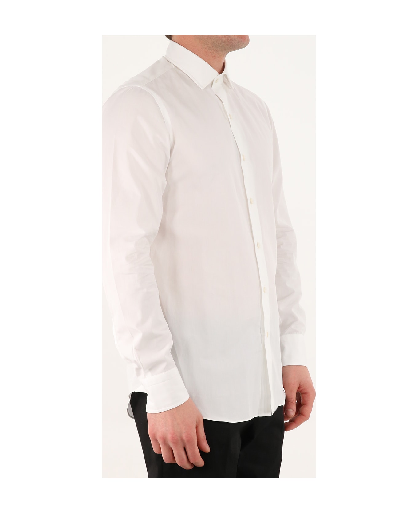Salvatore Piccolo Pin Point White Shirt - WHITE