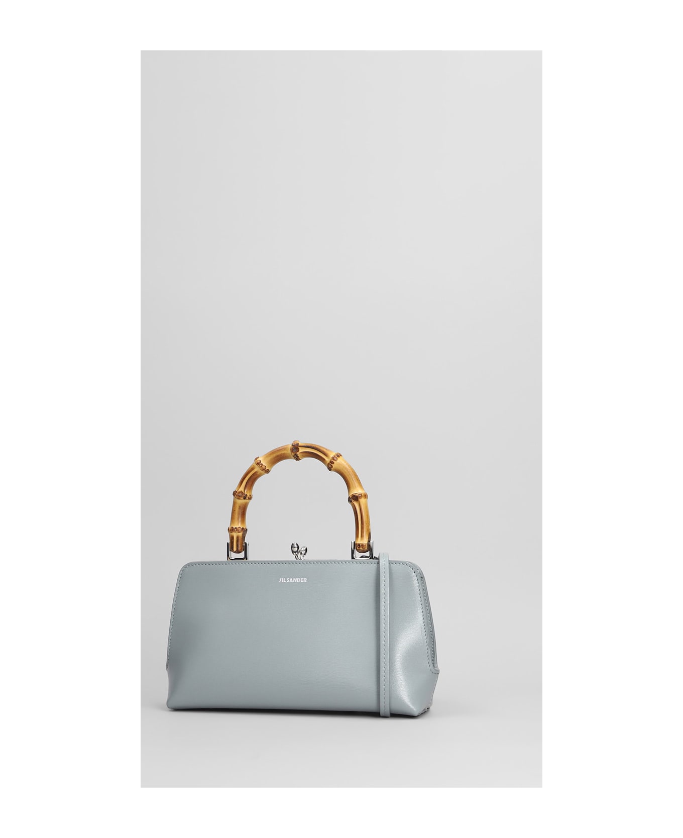 Jil Sander Gojii Bambo Hand Bag In Cyan Leather - cyan
