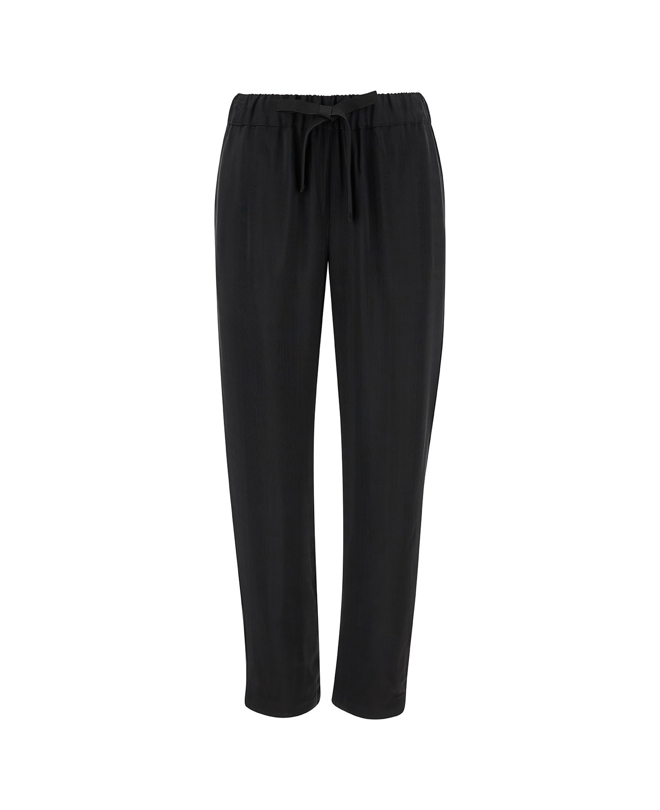 SEMICOUTURE Black Pants With Drawstring Closure In Viscose Woman - Black