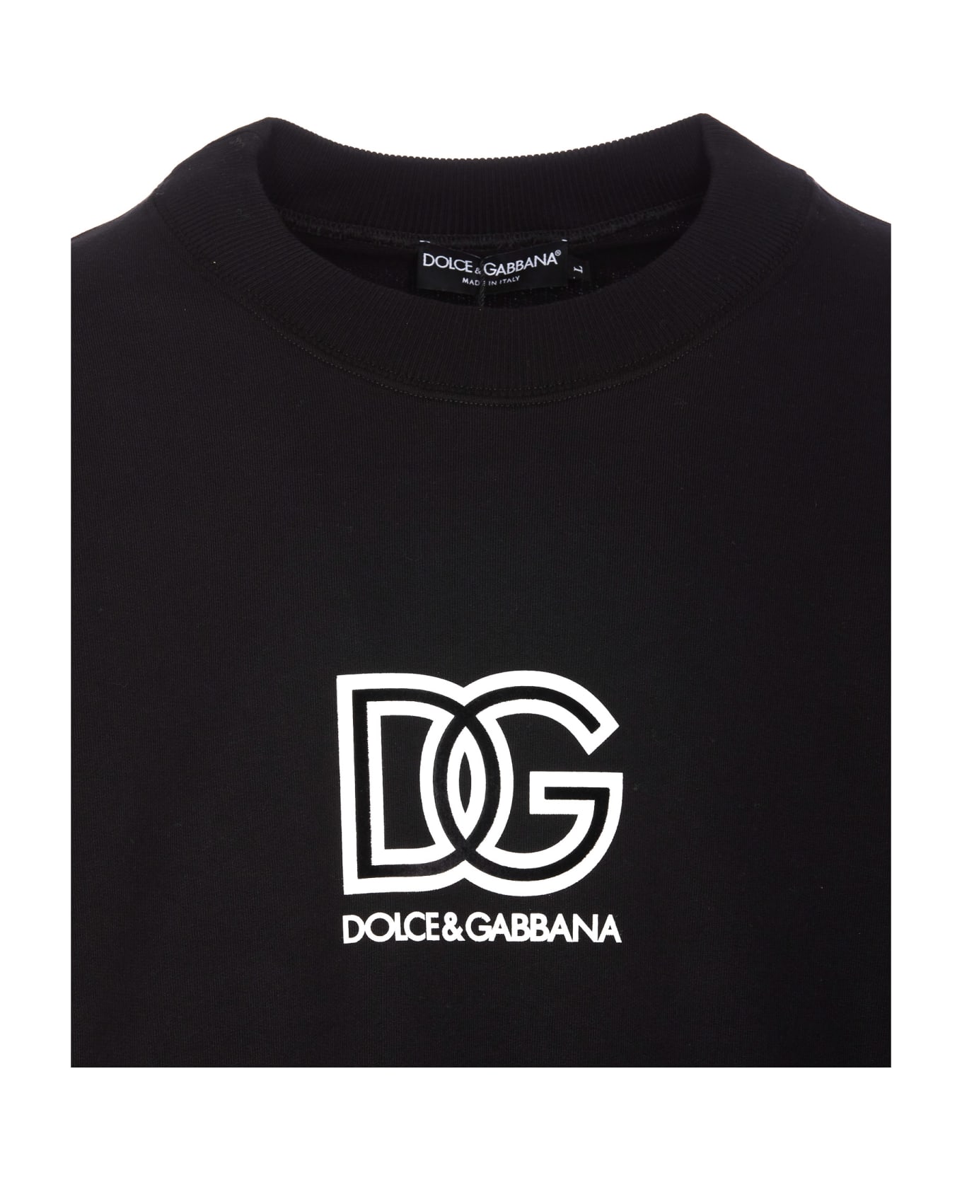 Dolce & Gabbana Dg Logo Printed Crewneck Sweatshirt - Black フリース