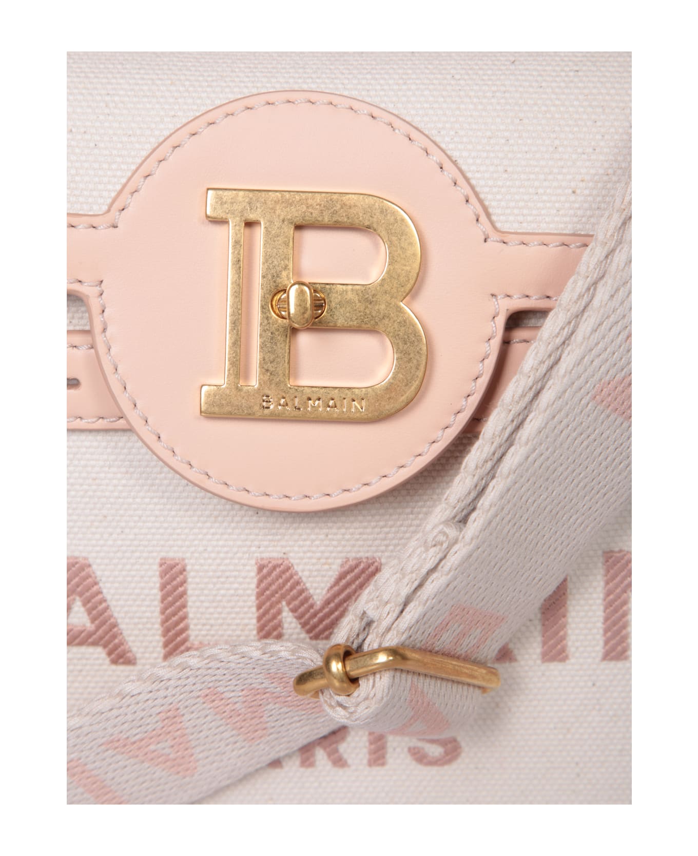 Balmain Cream B-buzz 23 Canvas Bag With Logo - White
