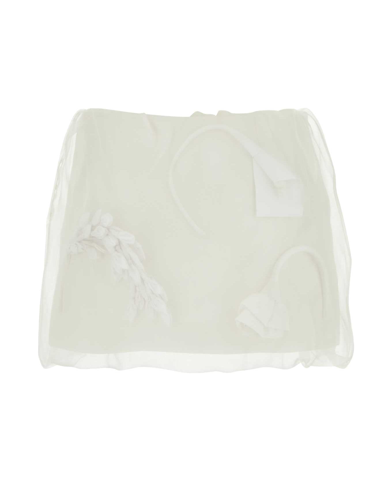 Prada White Satin And Organza Mini Skirt - White スカート