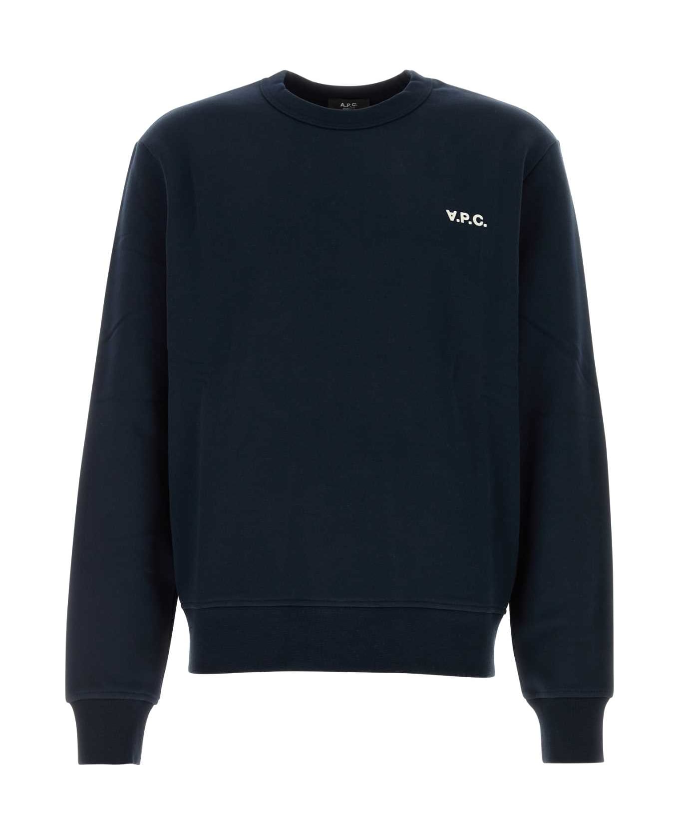 A.P.C. Dark Blue Cotton Sweatshirt - DARKNAVYECRU