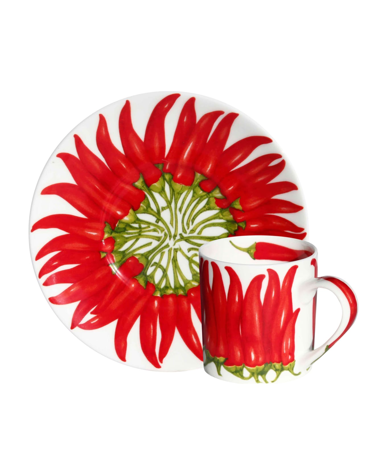 Taitù Set of 2 Espresso Cups & Saucers RED PEPPER - RED Collection - Red お皿＆ボウル
