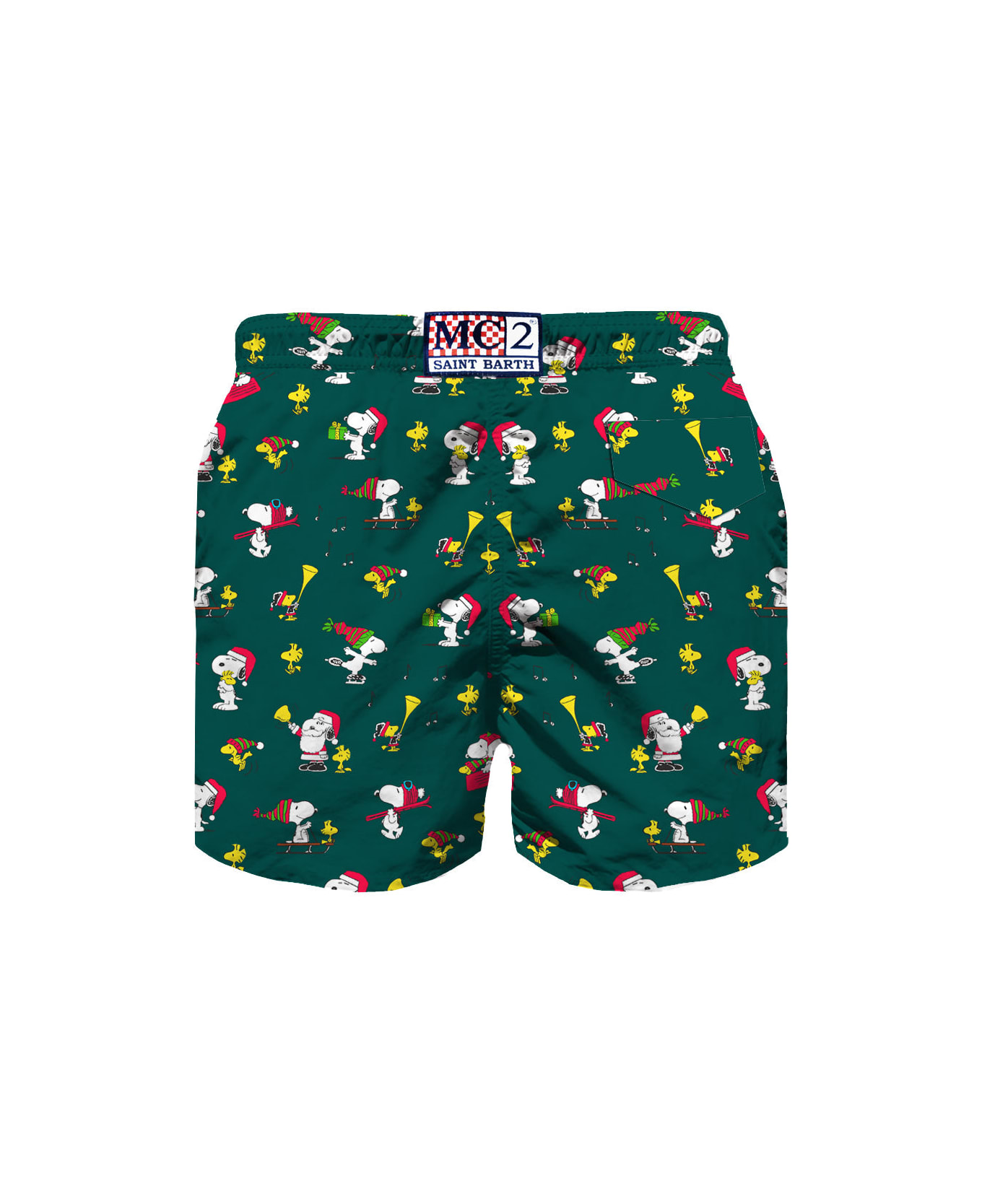 MC2 Saint Barth Man Light Fabric Swim Shorts With Snoopy Padel Print | Snoopy - Peanuts Special Edition - GREEN