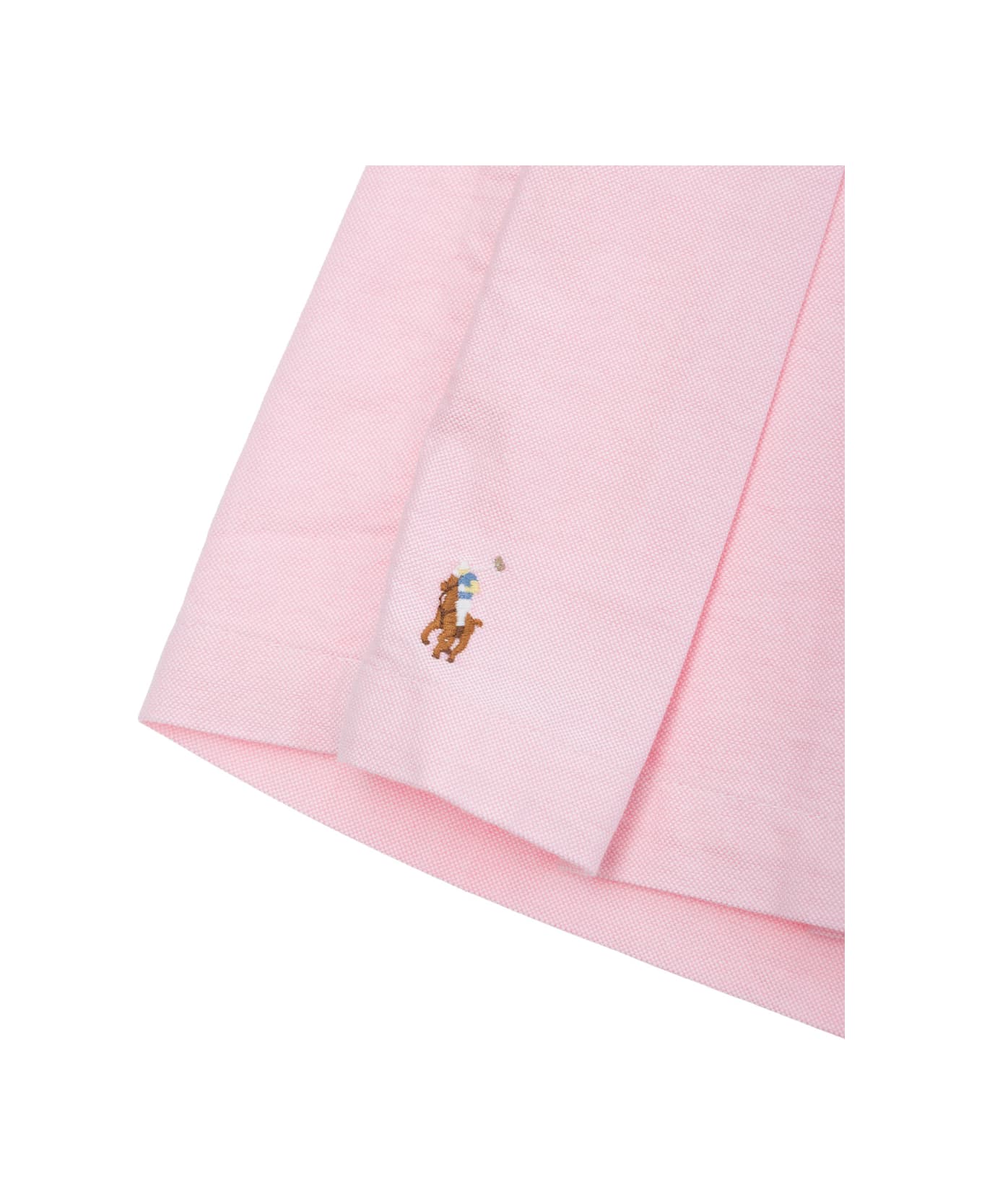 Polo Ralph Lauren Pink Shorts With Embroidered Pony And Pleated Details On The Front In Cotton Girl - Pink