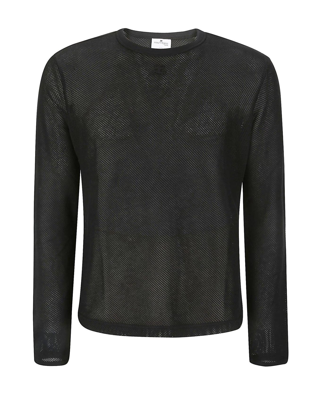 Courrèges Mesh Long-sleeved T-shirt - Black
