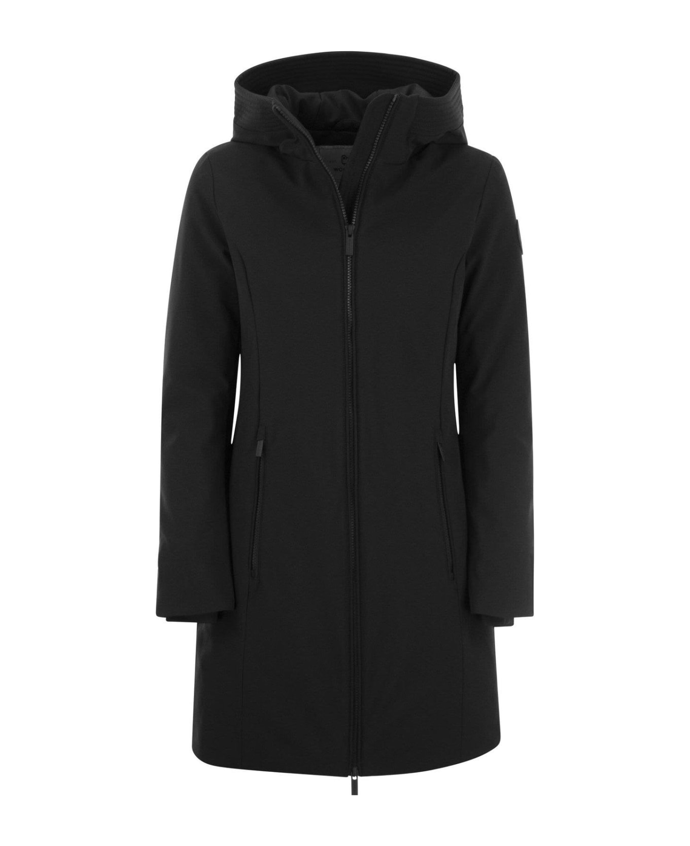 Woolrich Hooded Mid-length Hooded Coat - Nero