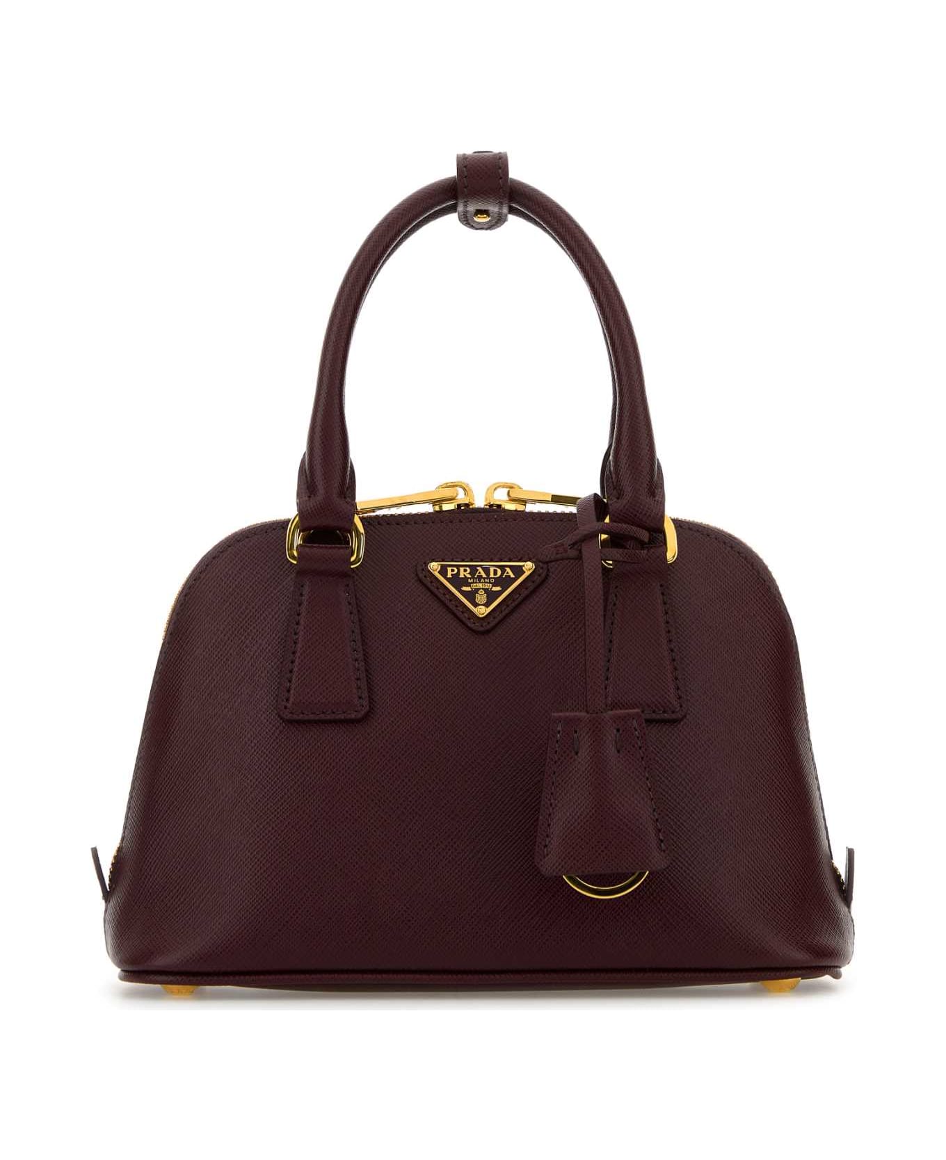 Prada Burgundy Leather Handbag - BORDEAUX