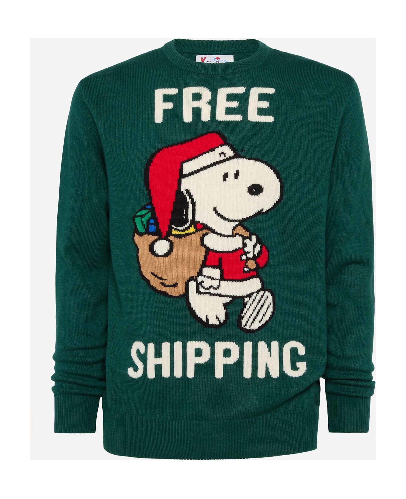 MC2 Saint Barth Green Sweater Heron With Snoopy Jacquard | Snoopy Peanuts® Special Edition - GREEN