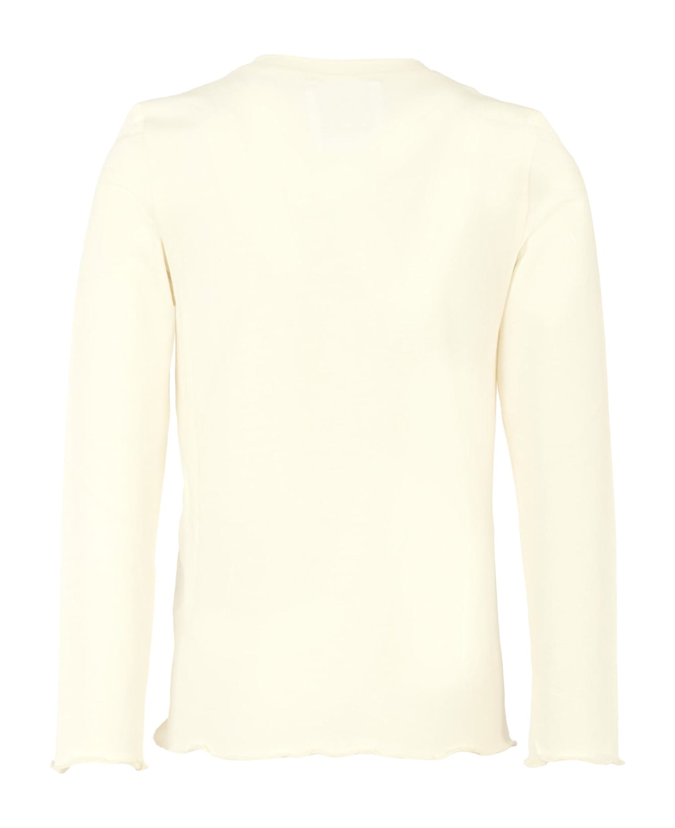 Douuod Ivory T-shirt For Girl With Logo Patch - Ivory