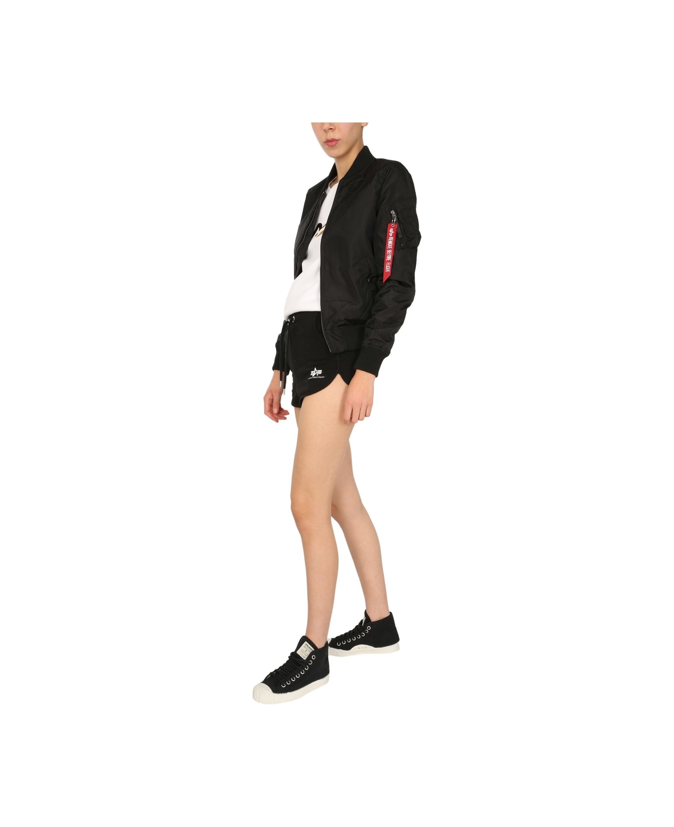 Alpha Industries Shorts With Logo - BLACK