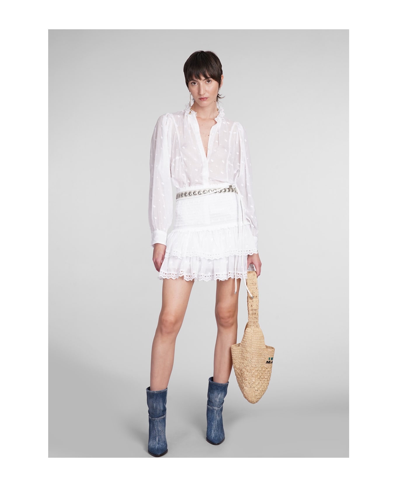 Marant Étoile Tinaomi Skirt In White Cotton - WHITE スカート