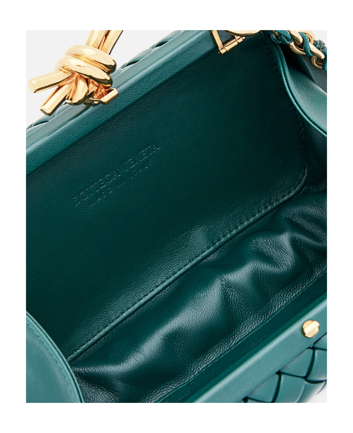 Bottega Veneta Knot Leather Clutch Bag - Green