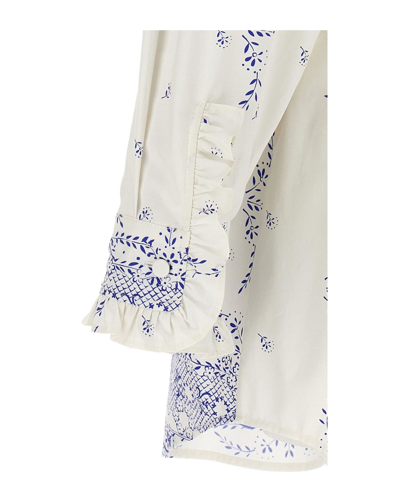 Philosophy di Lorenzo Serafini Floral-printed Ruffled Shirt Dress - Bianco