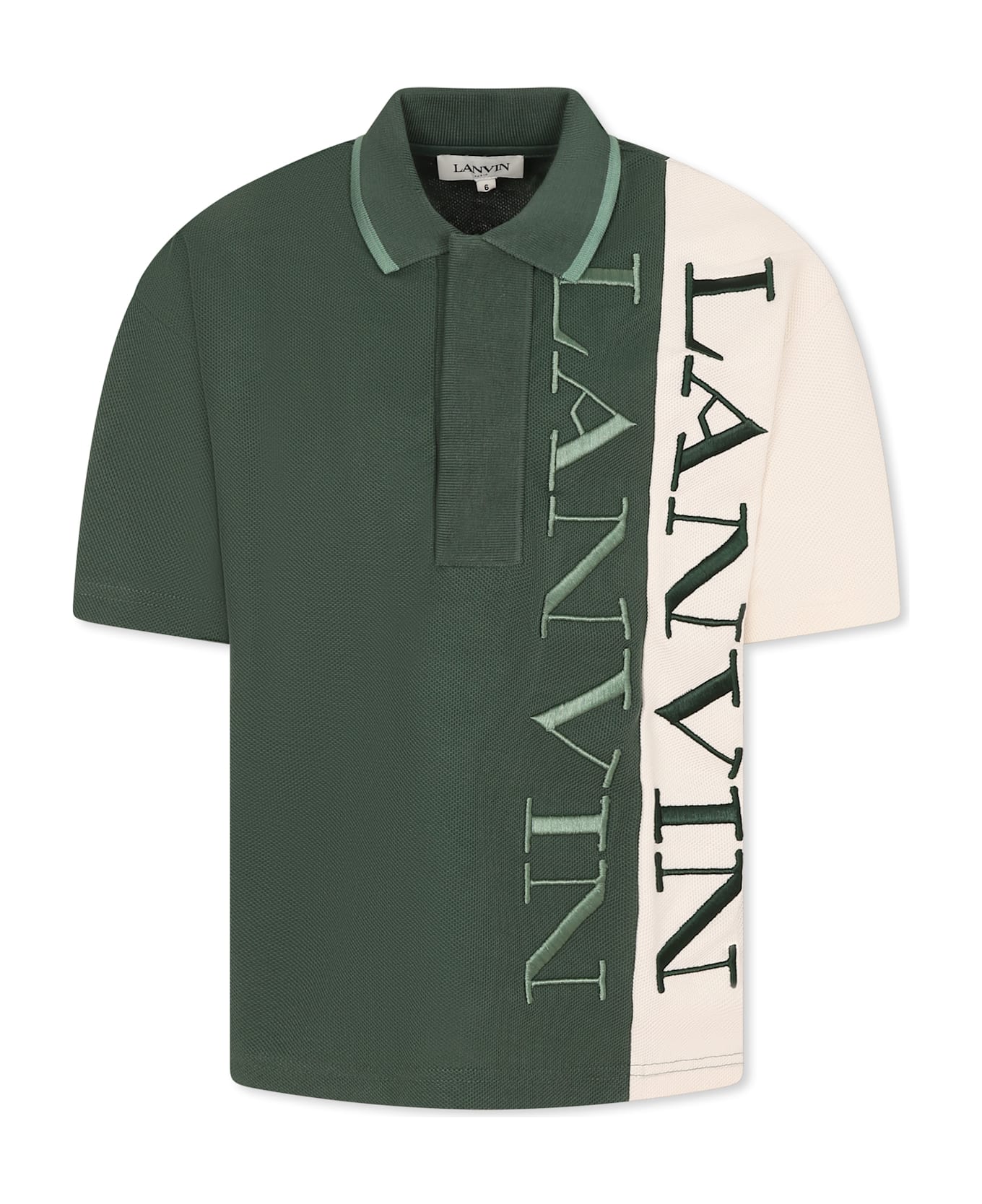Lanvin Green Polo Shirt For Boy With Logo - Green