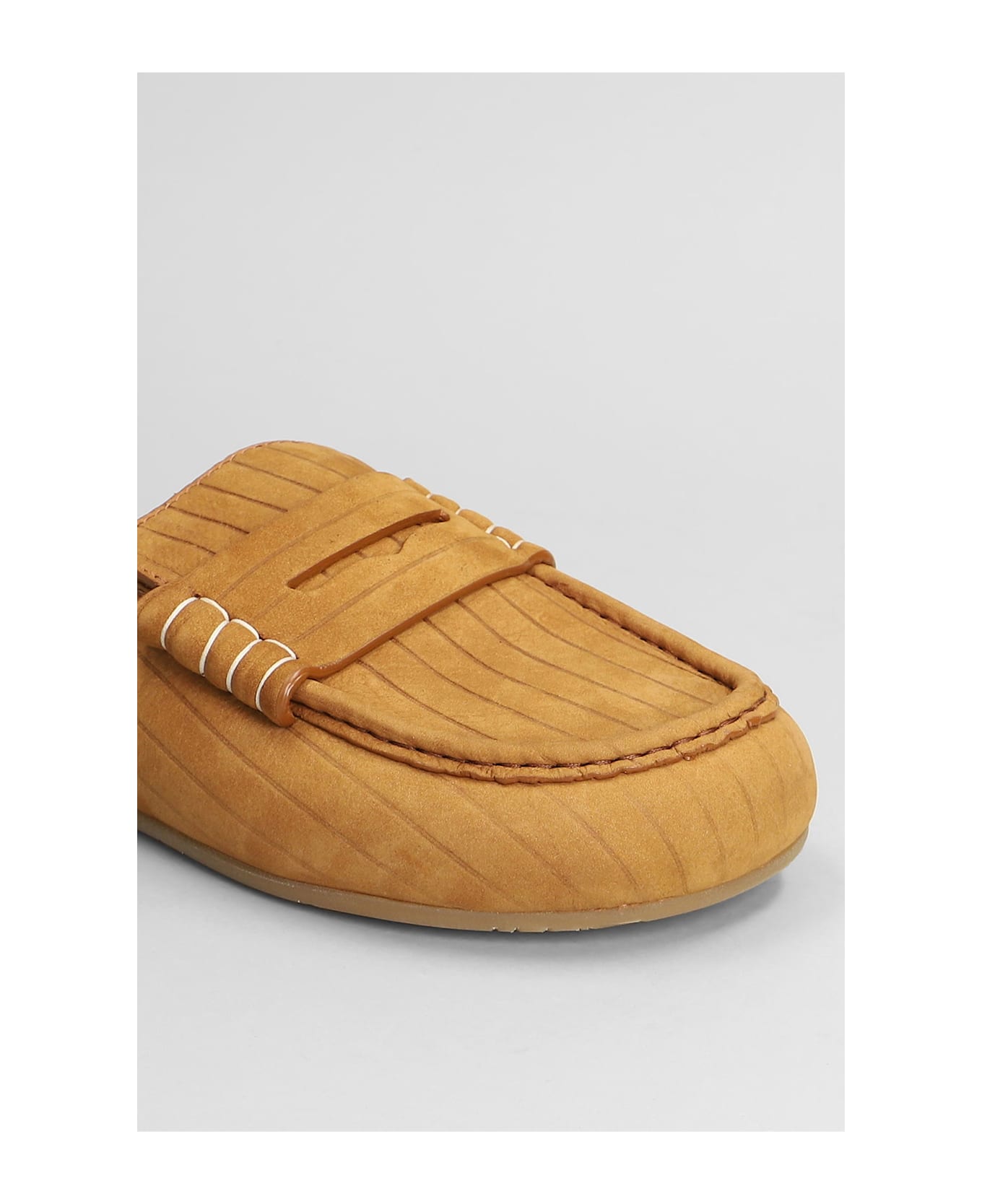 J.W. Anderson Stitch Loafer W Slipper-mule In Brown Suede - brown
