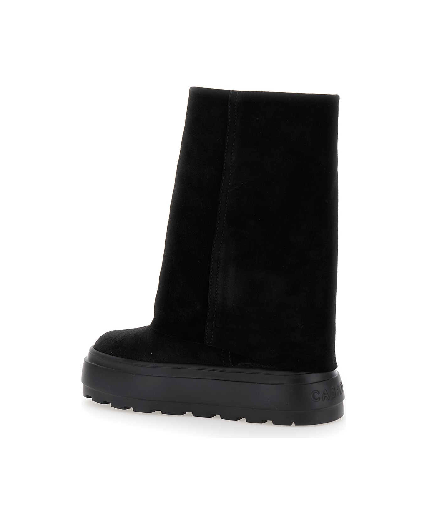 Casadei Black Boots With Turn-up With Platform In Suede Woman - Black