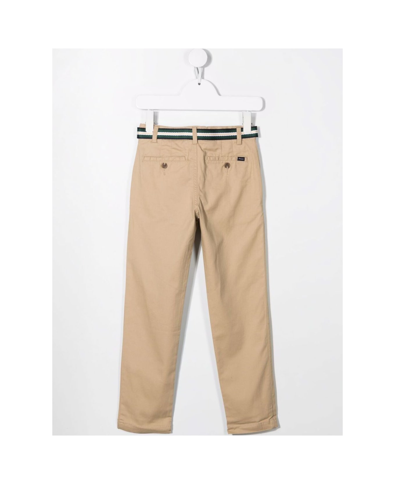 Polo Ralph Lauren Beige Pants With Waist Belt In Cotton Boy - Beige