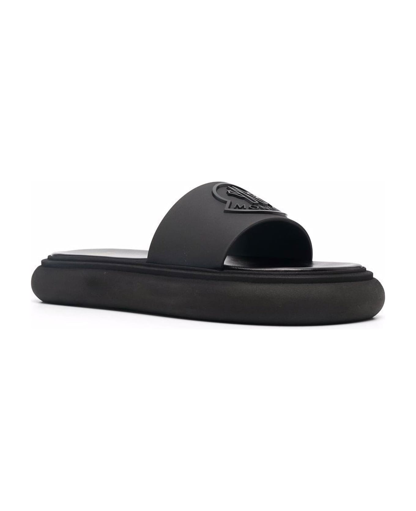Moncler Logo Slides - Black