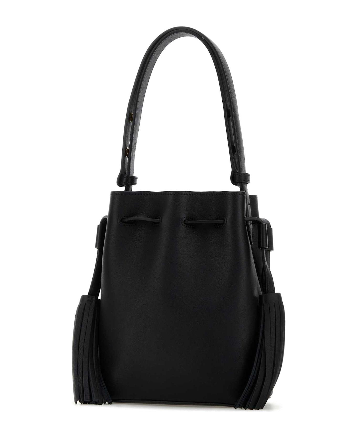 Valentino Garavani Black Leather Vlogo Signature Bucket Bag - NERO
