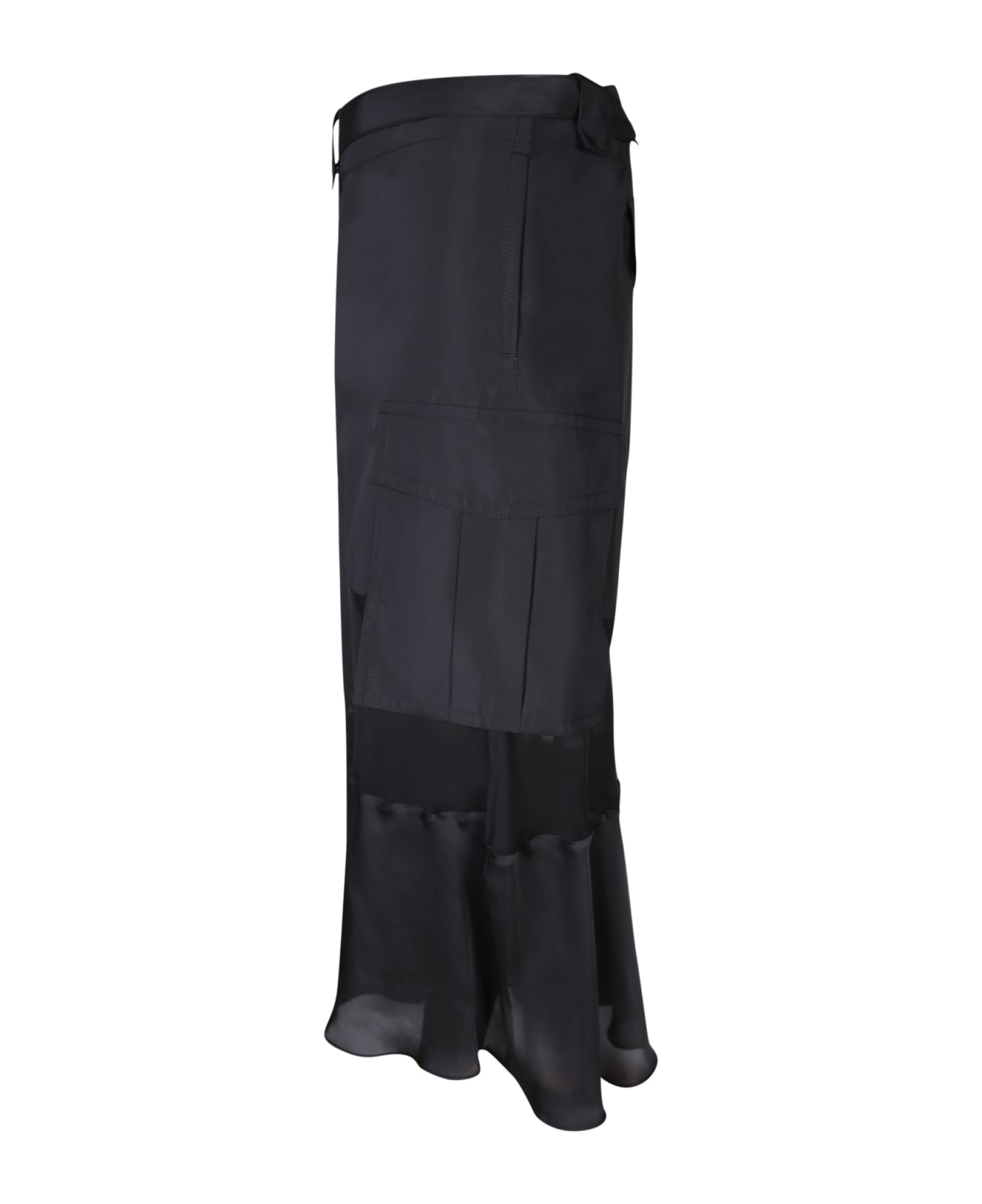Sacai Black Fabric Combo Midi Skirt - Black スカート
