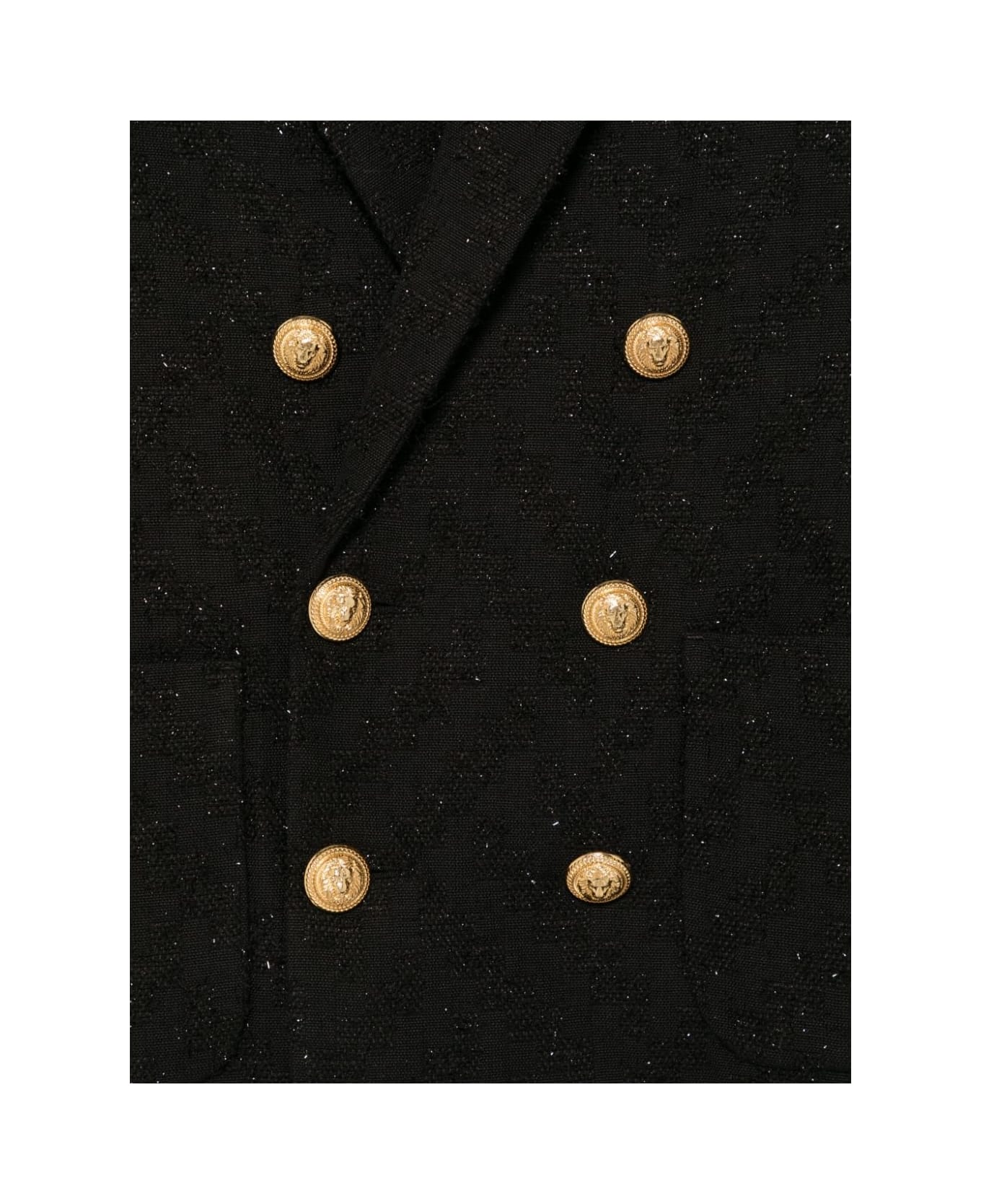 Balmain Blazer Doppiopetto In Tweed Lurex - Black