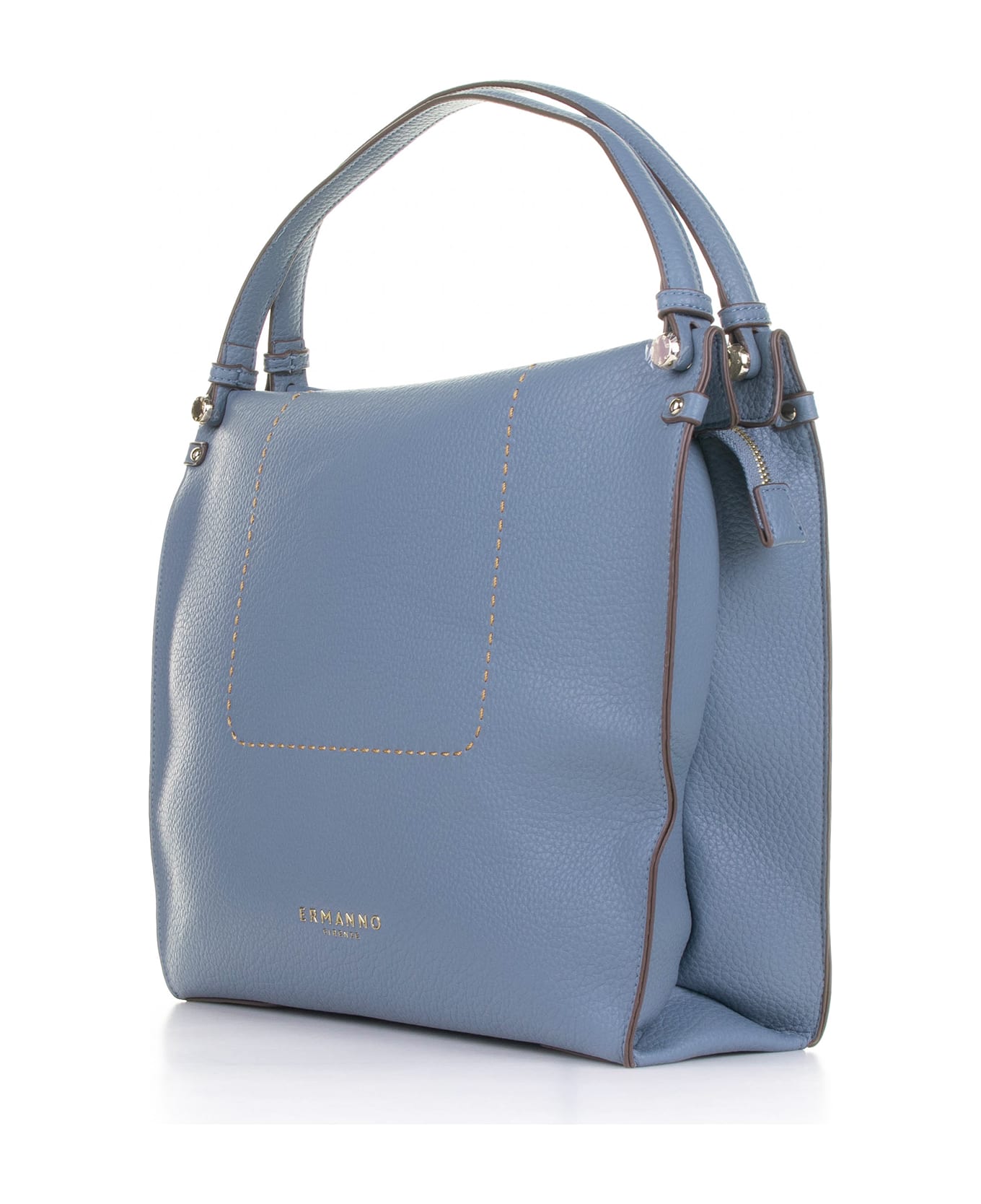Ermanno Scervino Petra Light Blue Leather Shopping Bag - AZZURRO トートバッグ