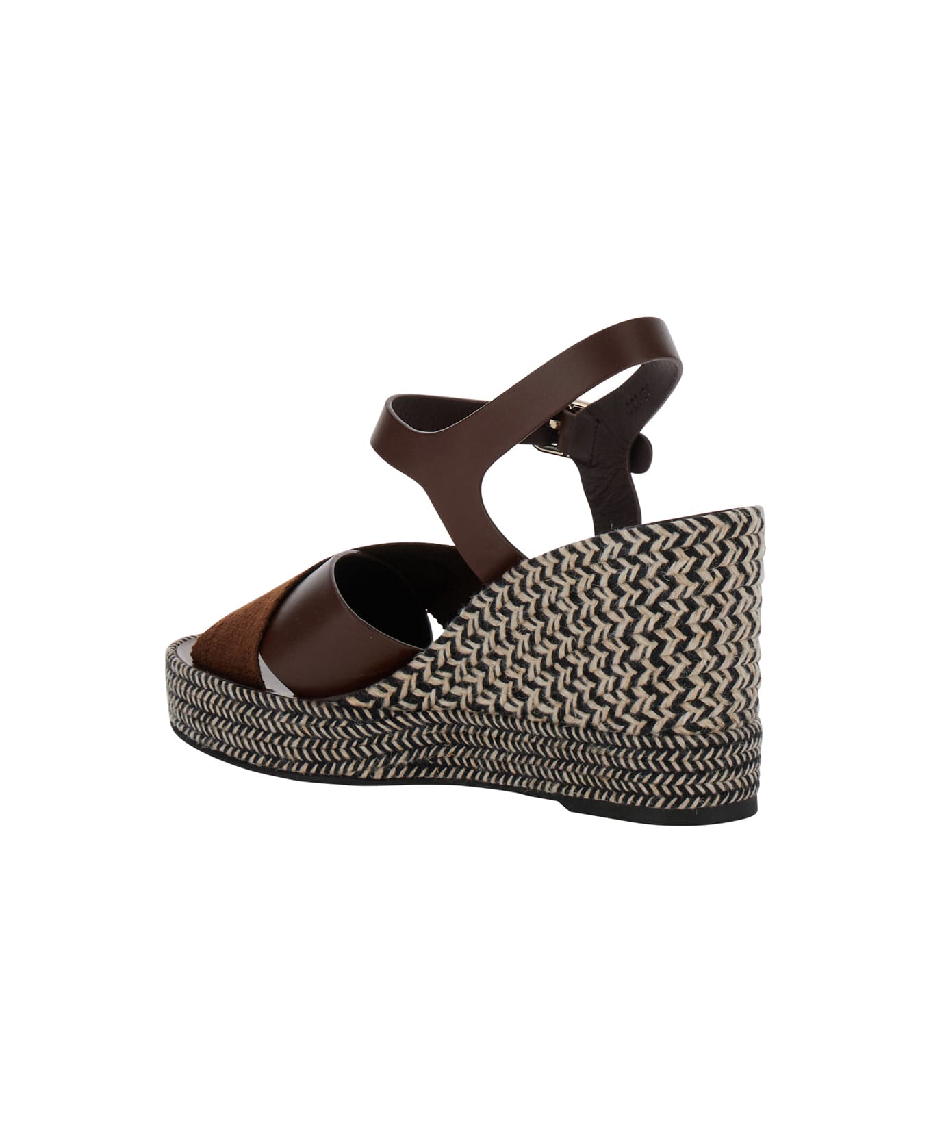 Chloé 'piia' Brown Espadrillas Sandals With Wedge In Leather And Jute Woman - Brown