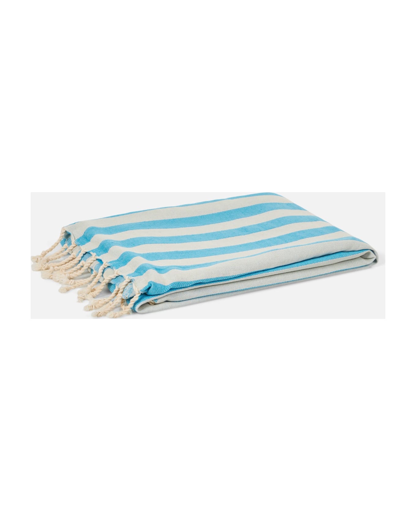 MC2 Saint Barth Classic Foutas Doubled With Soft Polyester Sponge And Striped - BLUE