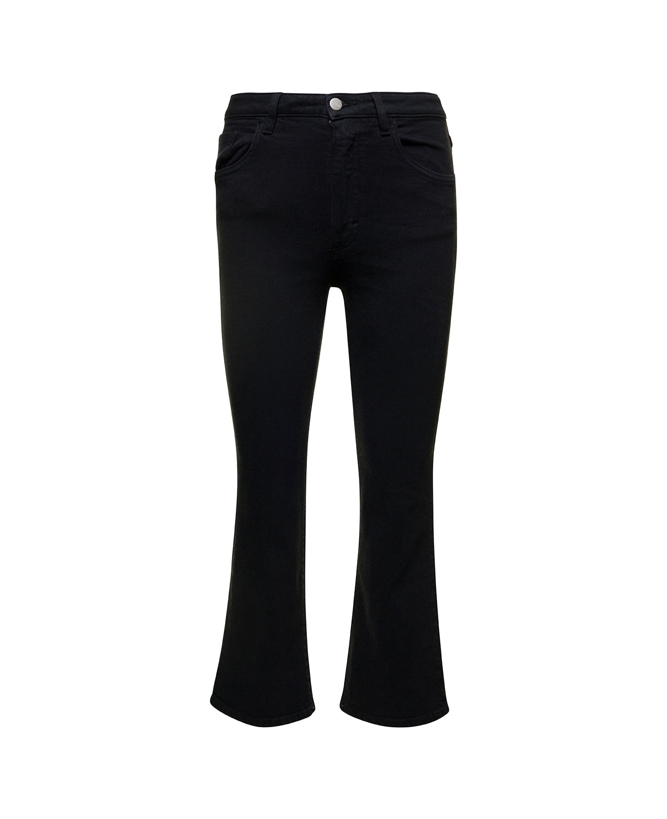 Icon Denim 'pam' Black Five-pockets Flared Jeans In Cotton Blend Denim Woman - Black