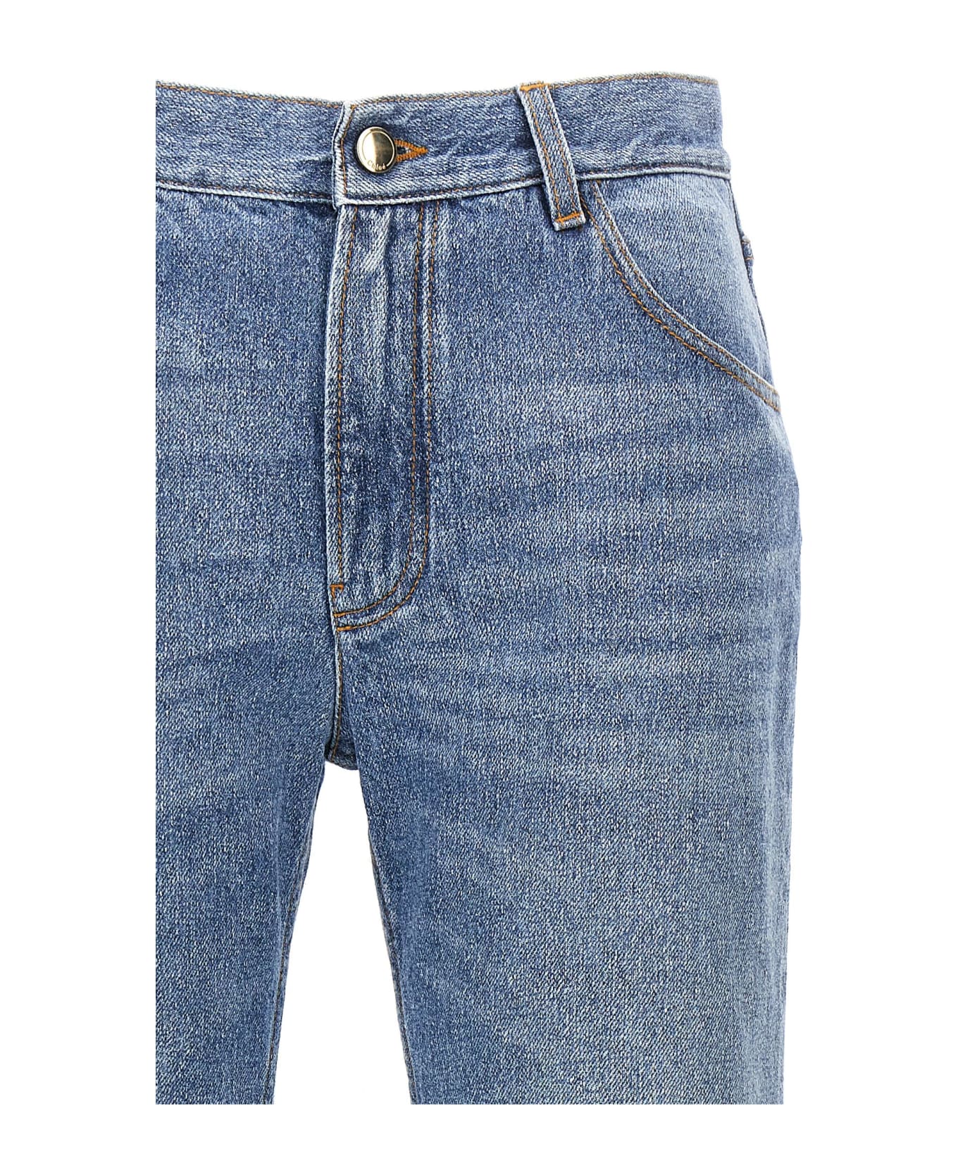 Chloé Denim Cropped Cut Jeans - Light Blue