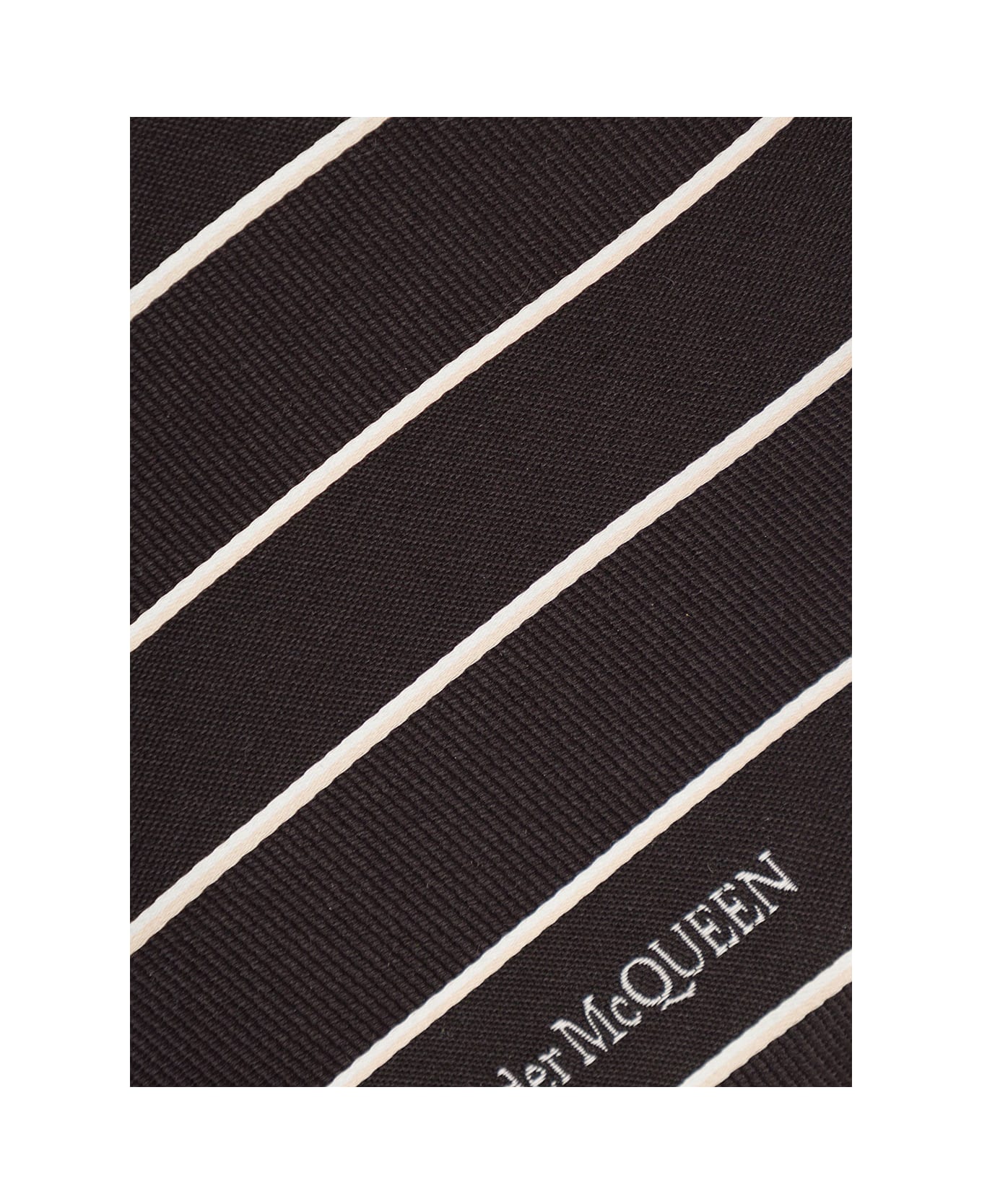 Alexander McQueen Black And White Striped Silk Tie Man - NERO