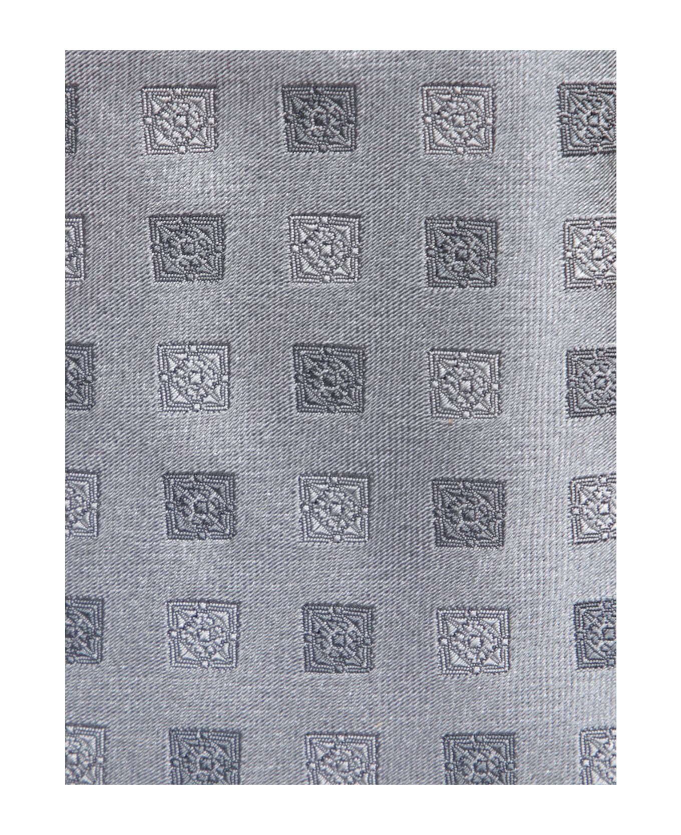 Brunello Cucinelli Silver Grey Silk Tie - Metallic