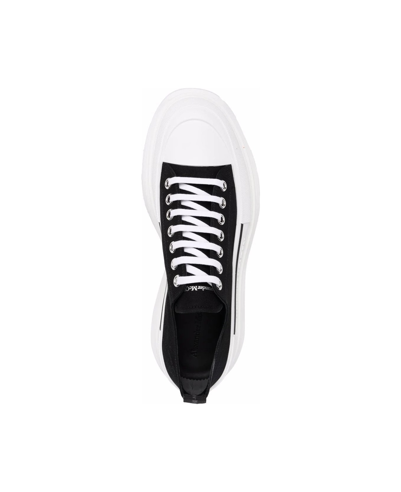 Alexander McQueen Tread Slick Lace Up Shoes In Black And White - Black