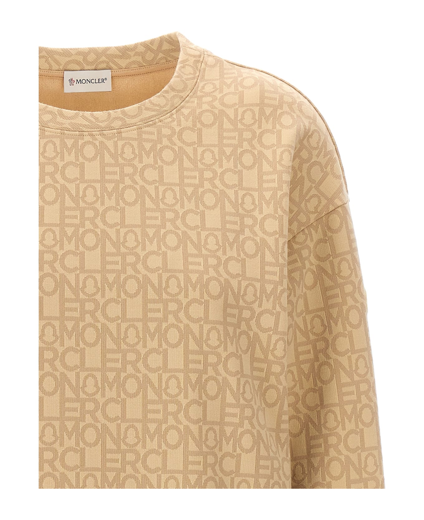 Moncler Jacquard Logo Sweatshirt - Beige