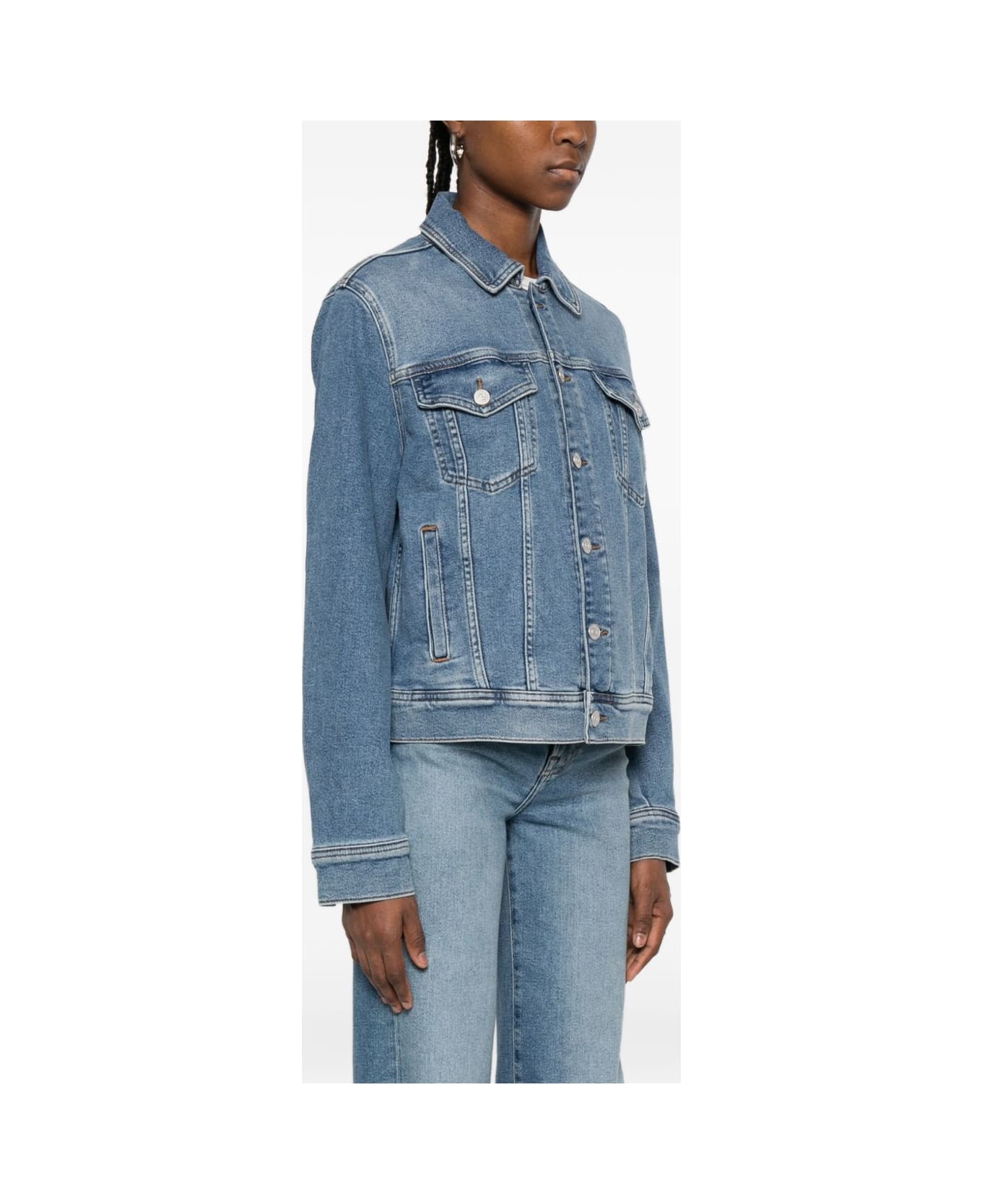 7 For All Mankind Adi Denim Trucker Jacket - Clear Blue