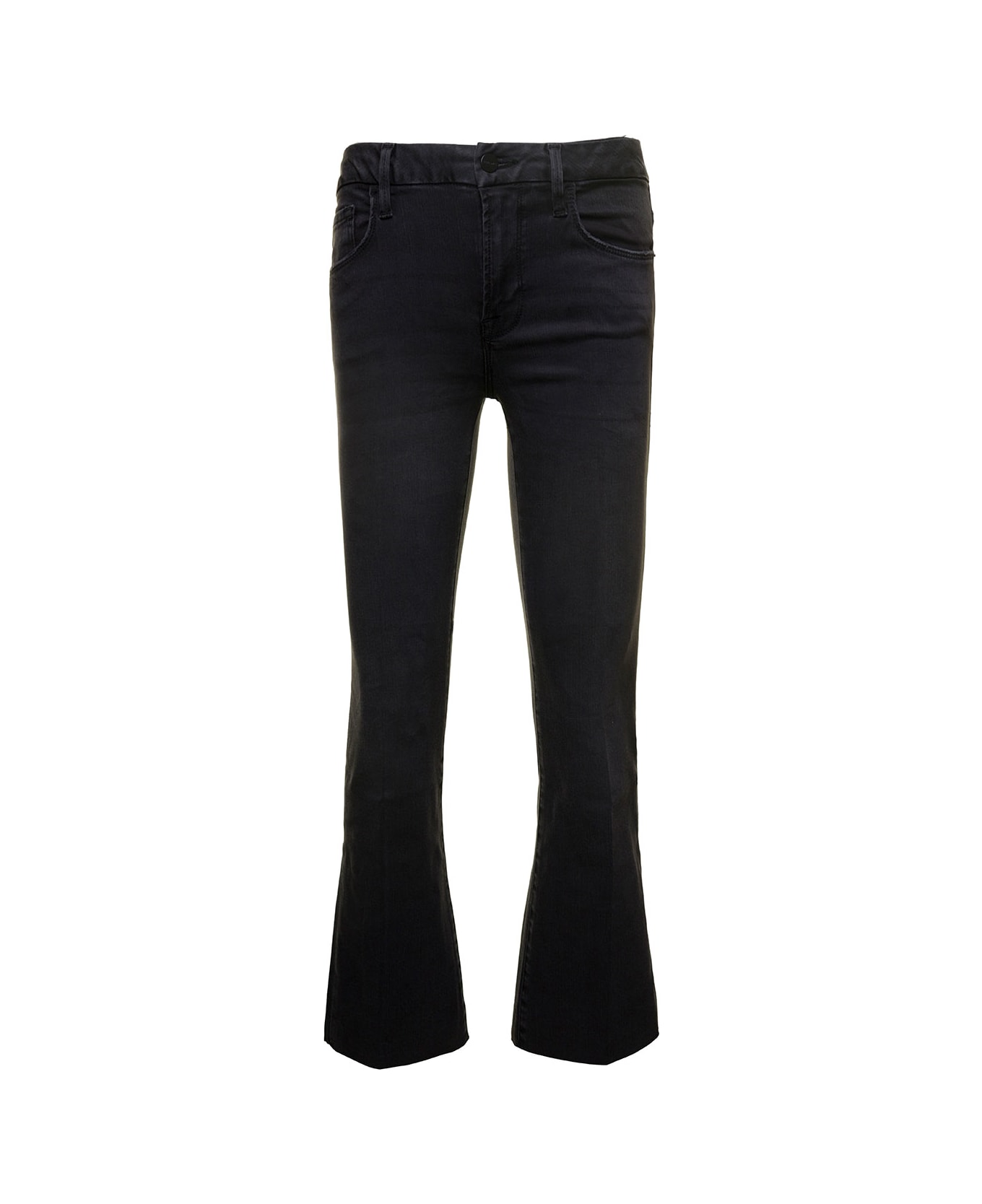 Frame 'le Crop Mini Boot' Black Five-pocket Jeans In Stretch Cotton Denim Woman - Black