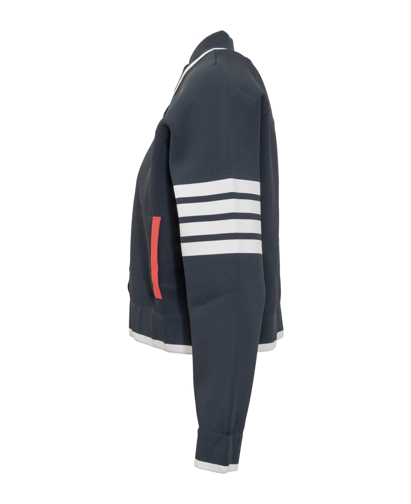 Thom Browne 4-bar Striped Button-up Jacket - NAVY