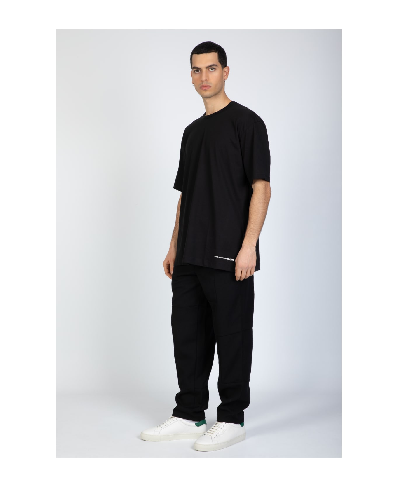 Comme des Garçons Shirt Mens T-shirt Knit Black cotton oversize t-shirt with logo - Nero
