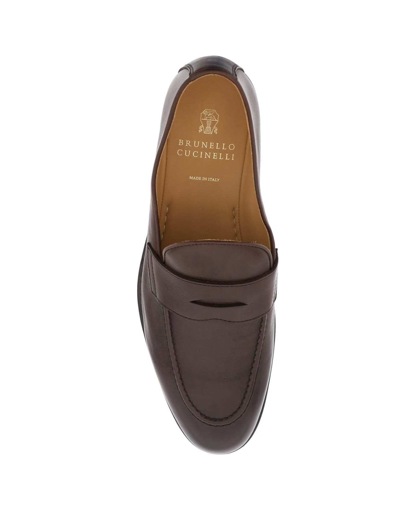 Brunello Cucinelli Leather Penny Loafers - ESPRESSO (Brown)