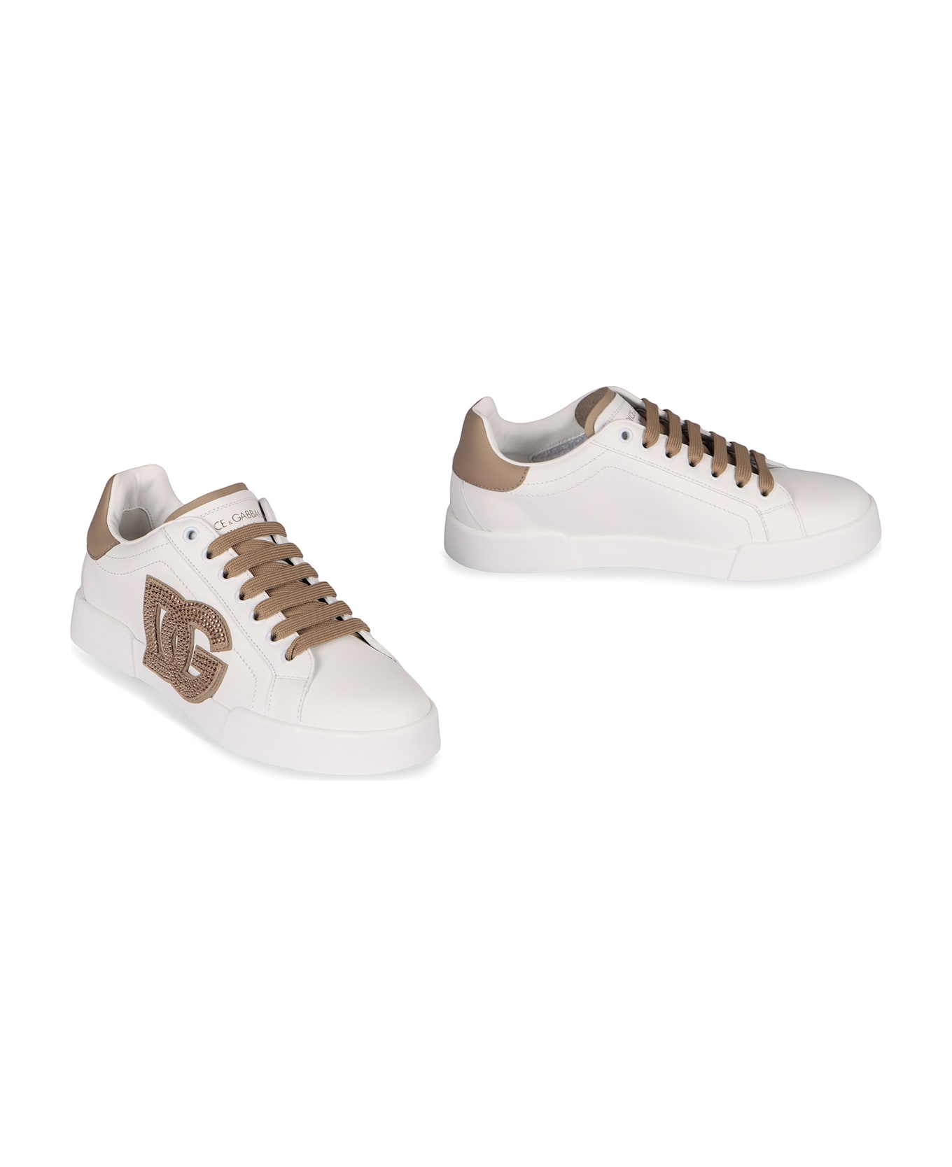 Dolce & Gabbana Portofino Leather Sneakers - White