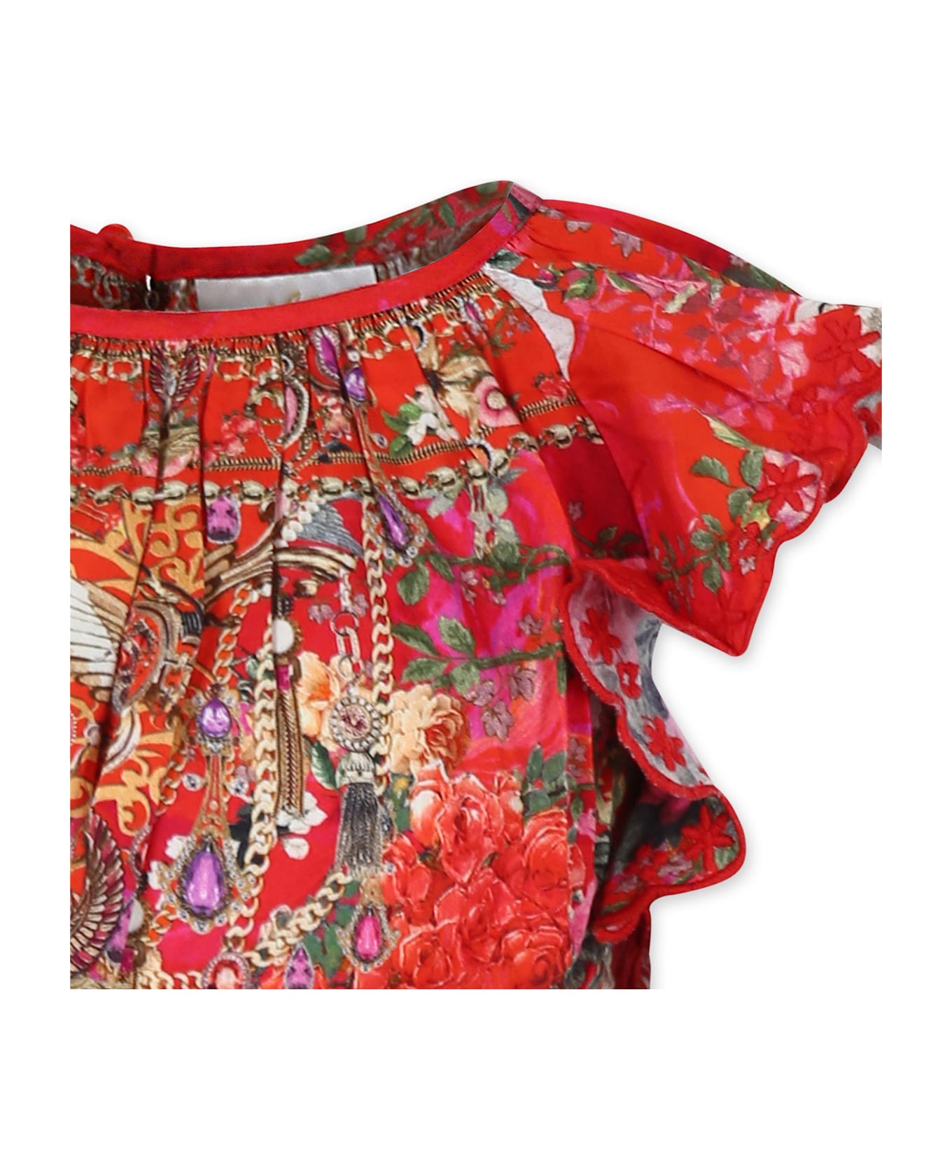 Camilla Red Top For Girl With Floral Print - Red