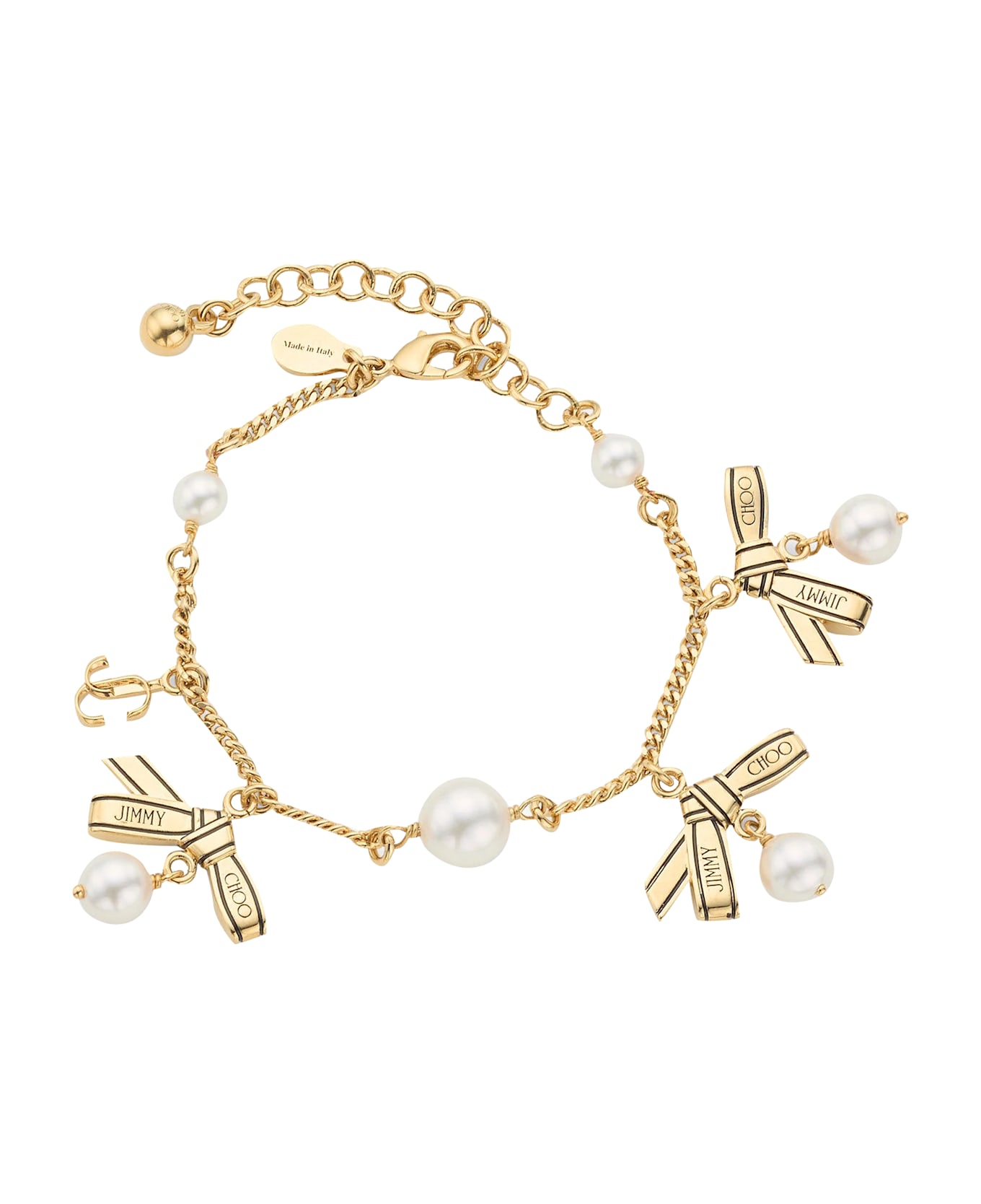 Jimmy Choo Multi Charm Ribbon Bracelet - Golden