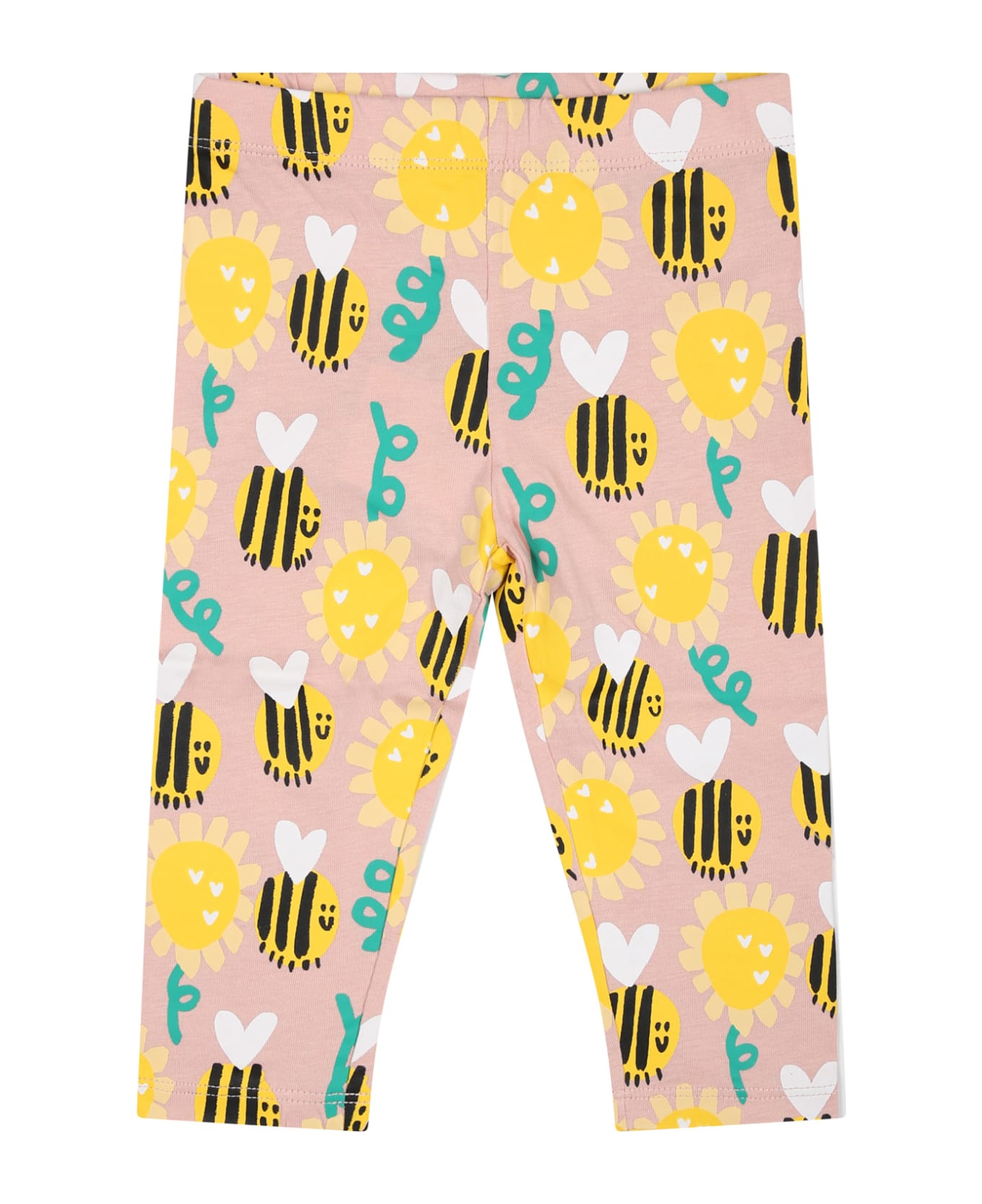 Stella McCartney Kids Pink Leggings For Baby Girl With All-over Bee Print - Pink ボトムス