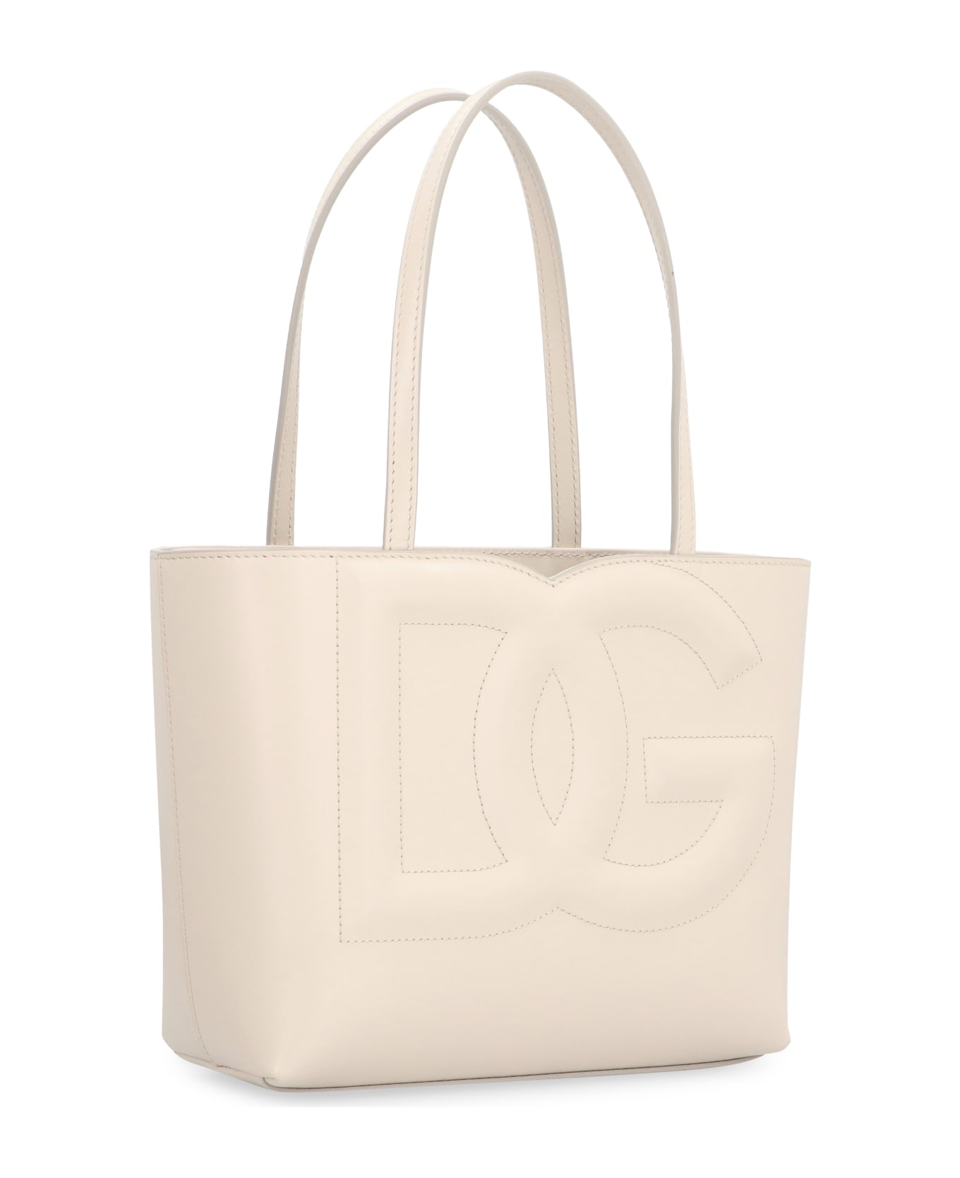 Dolce & Gabbana Logo Leather Tote - Ivory