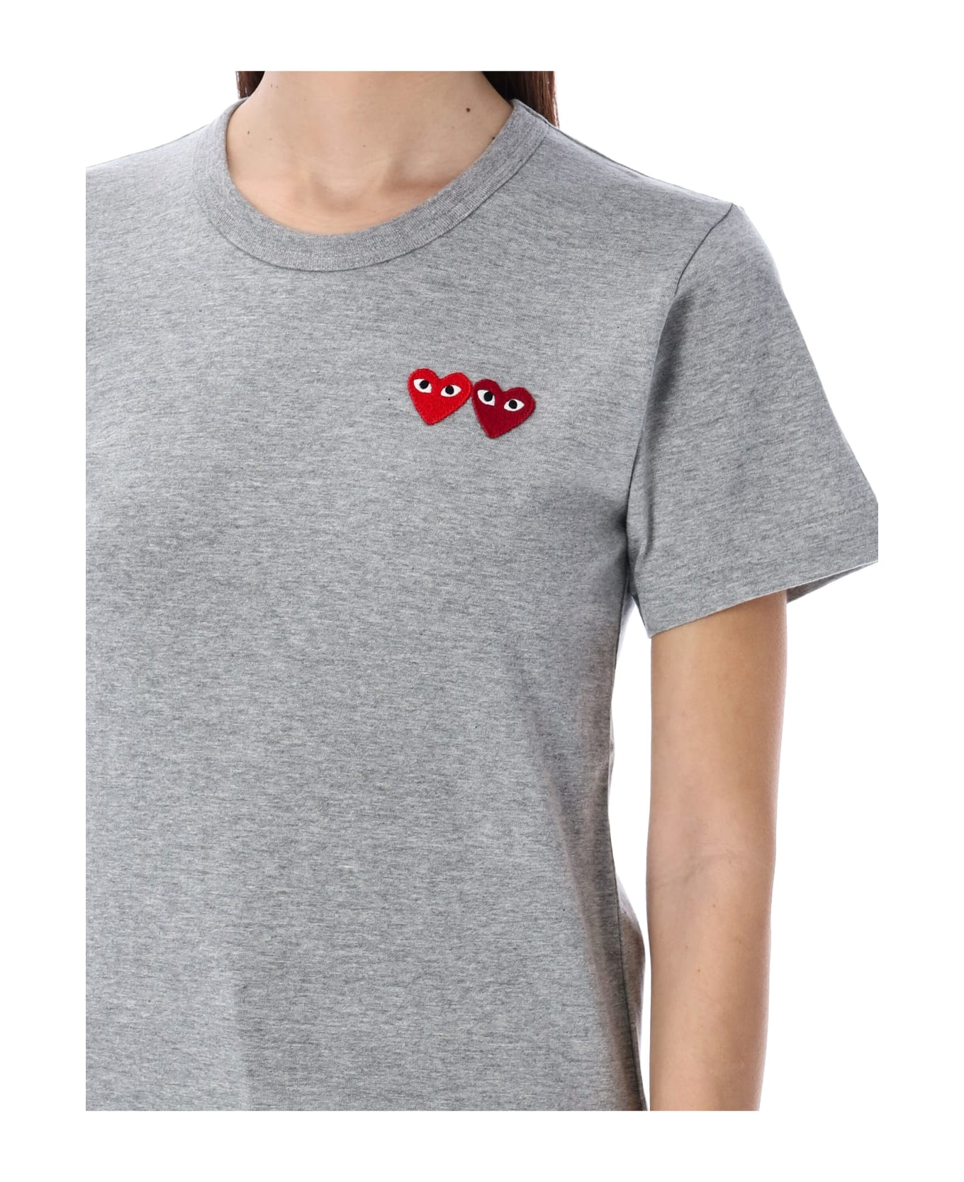 Comme des Garçons Play Double Heart T-shirt - GREY