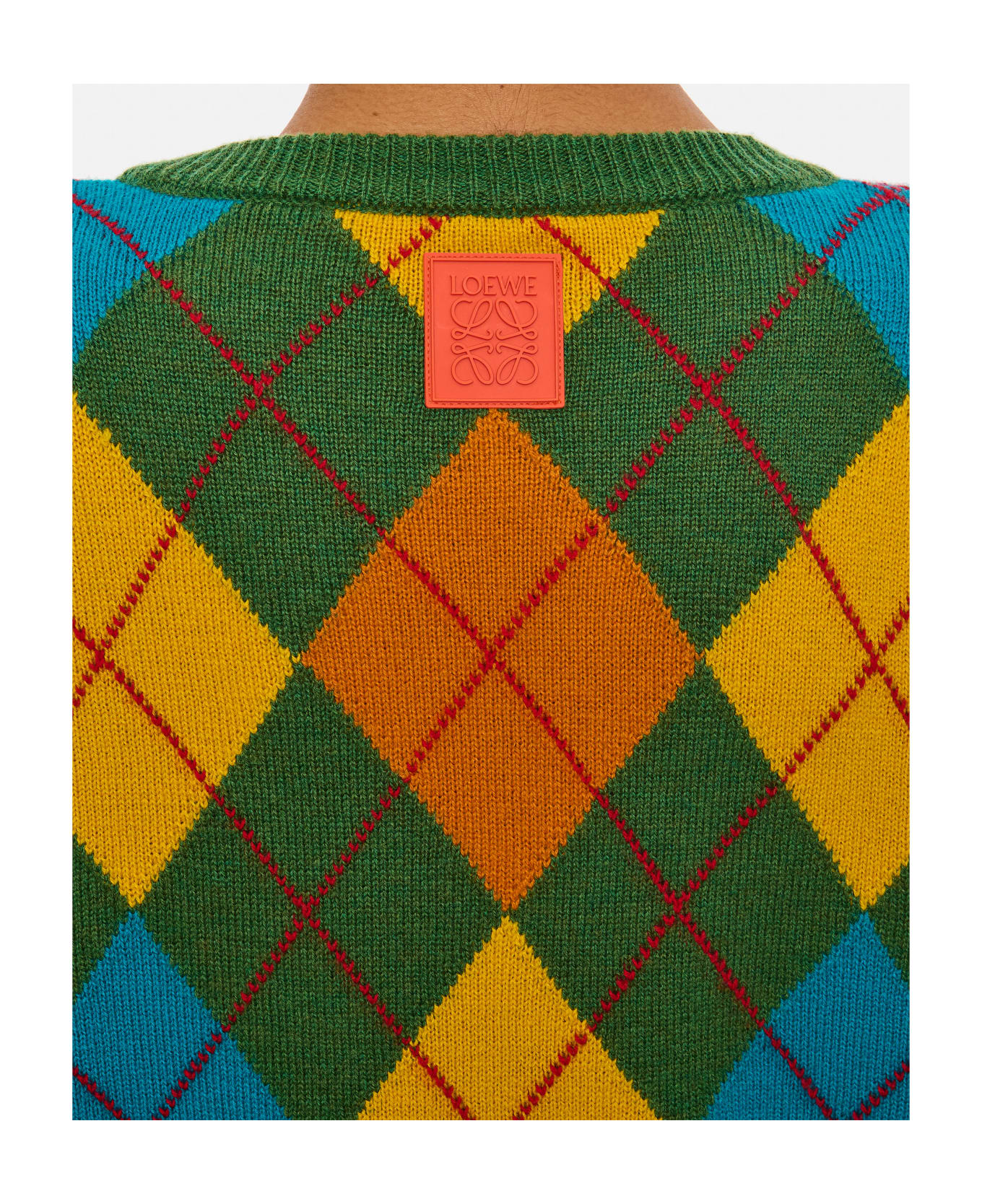 Loewe SHOULDER Argyle Wool Sweater - MultiColour