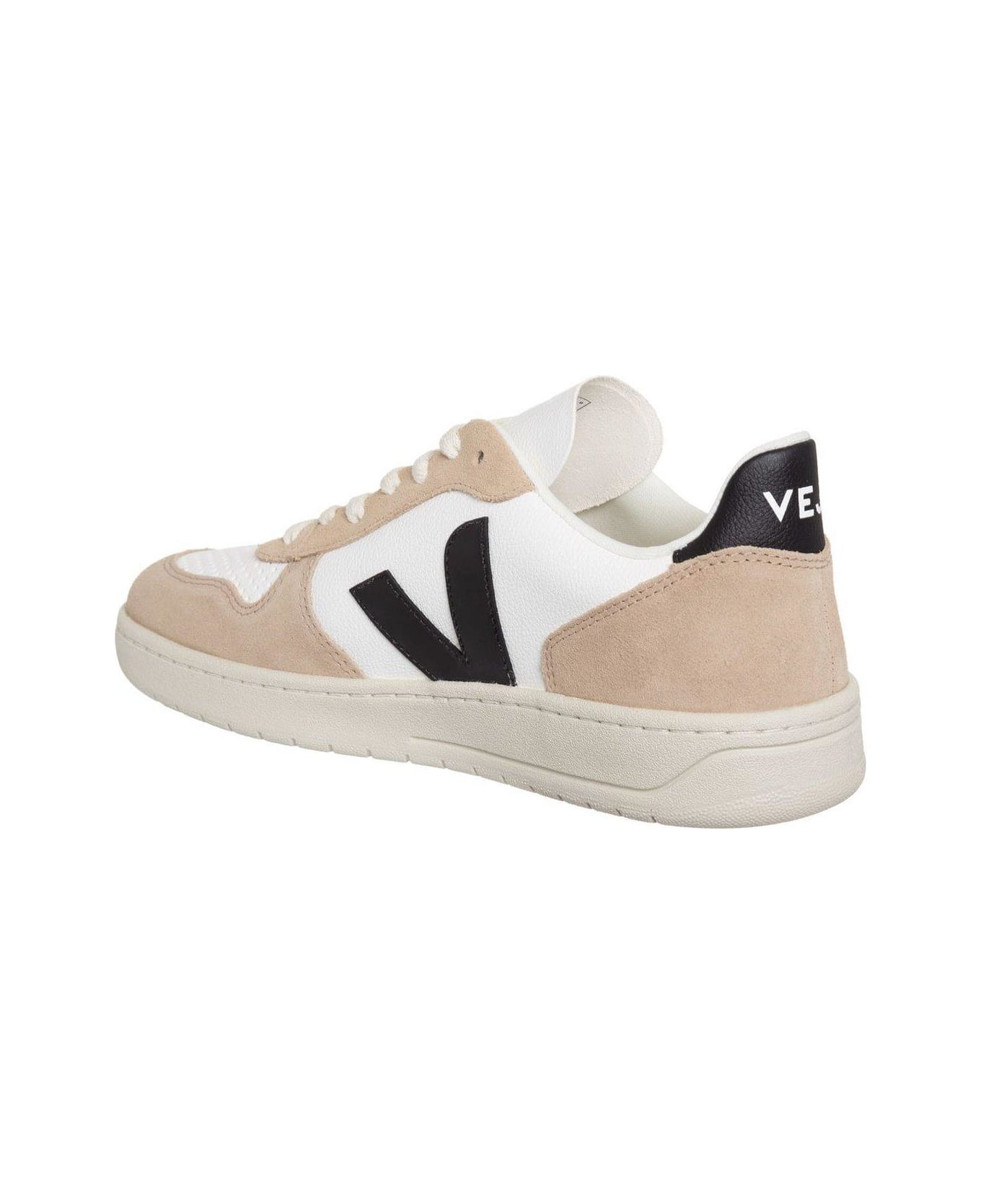 Veja V-10 Panelled Low-top Sneakers - Extra White Black Sahara