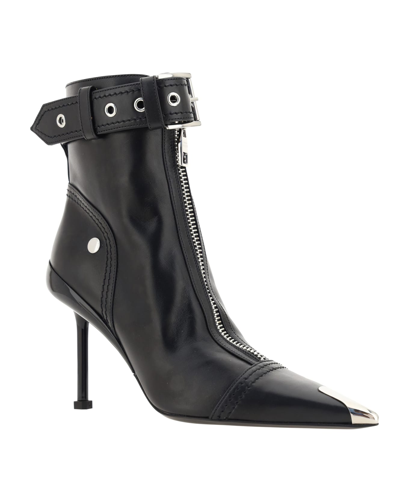 Alexander McQueen Slash Biker Ankle Boots - Black/black/silver